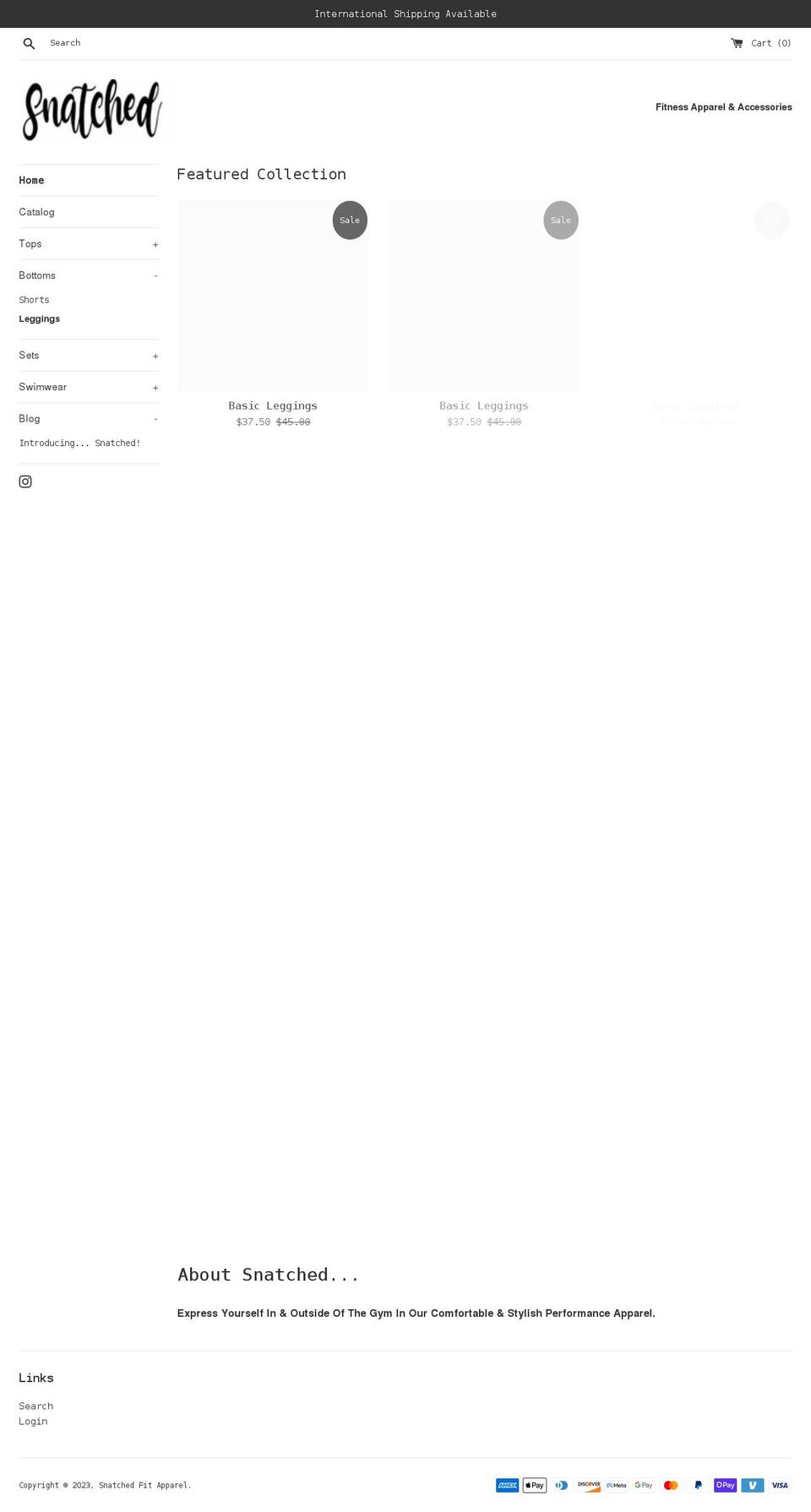 snatchedfitapparel.com shopify website screenshot