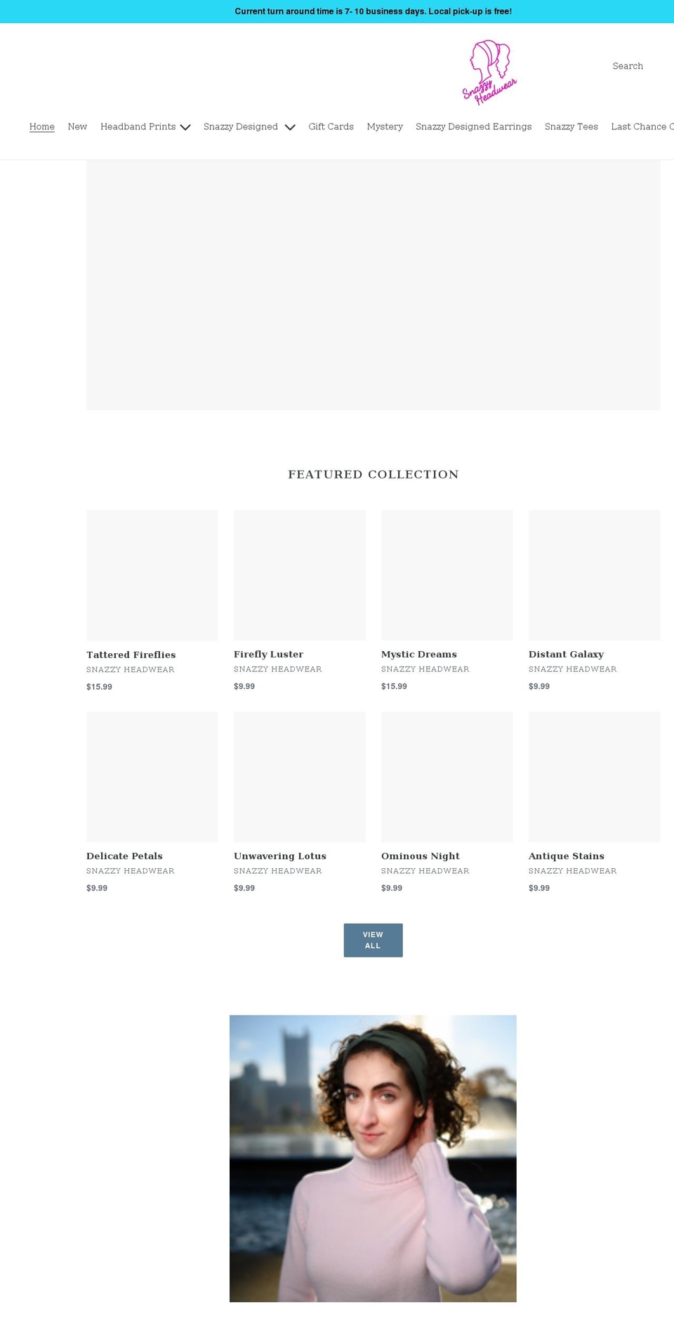 snazzyheadwear.com shopify website screenshot