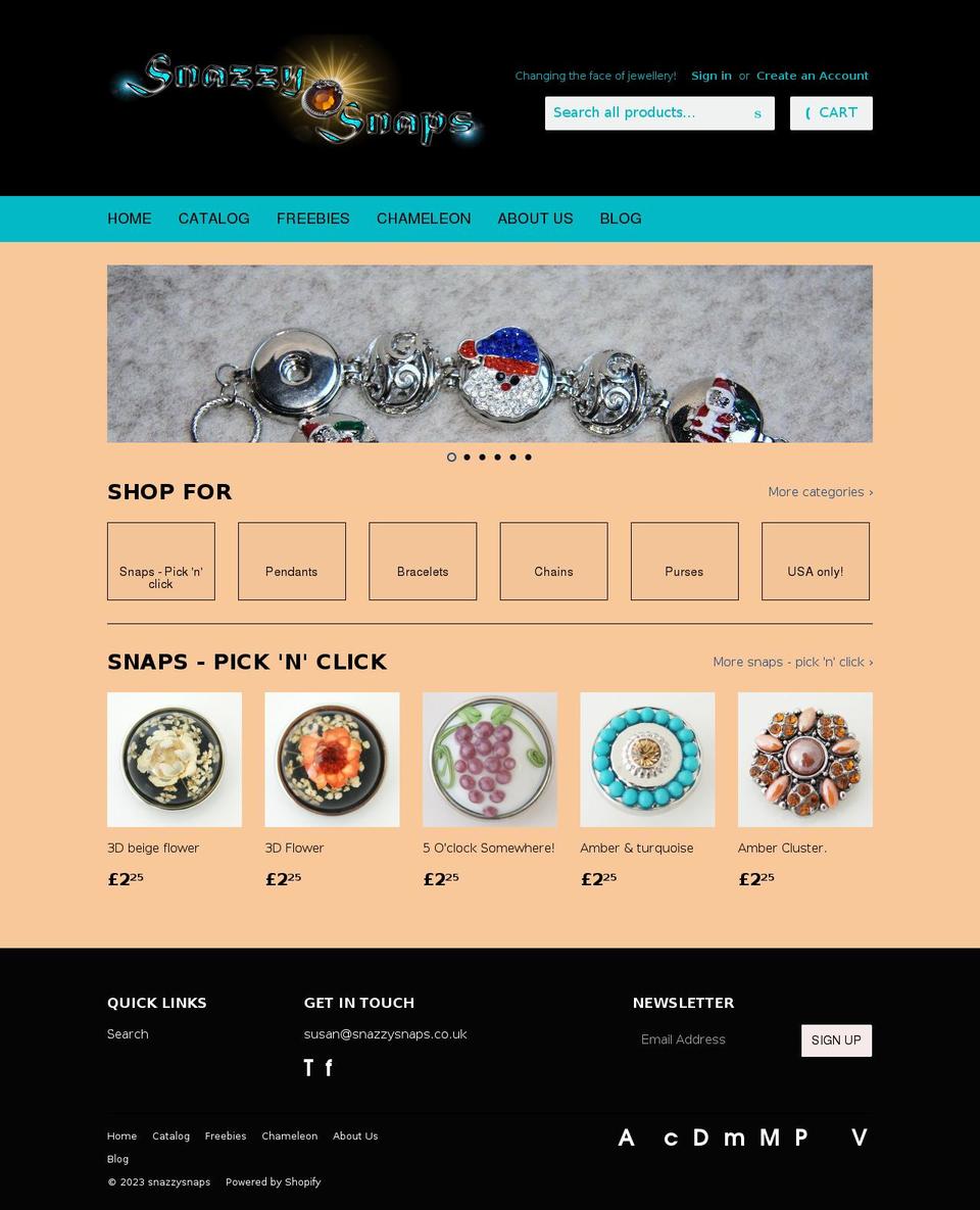 snazzysnaps.co.uk shopify website screenshot