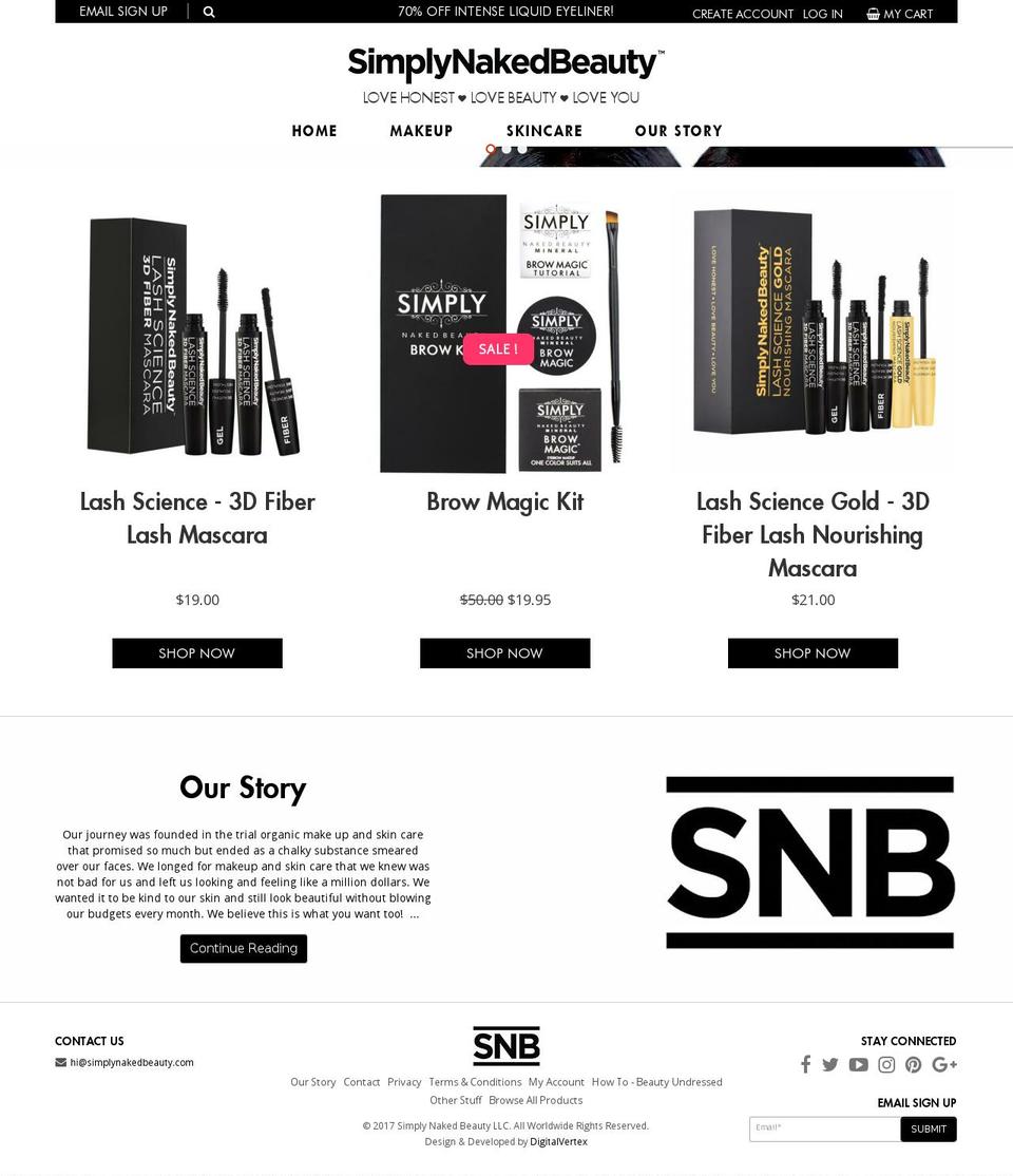 snbcosmetics.us shopify website screenshot