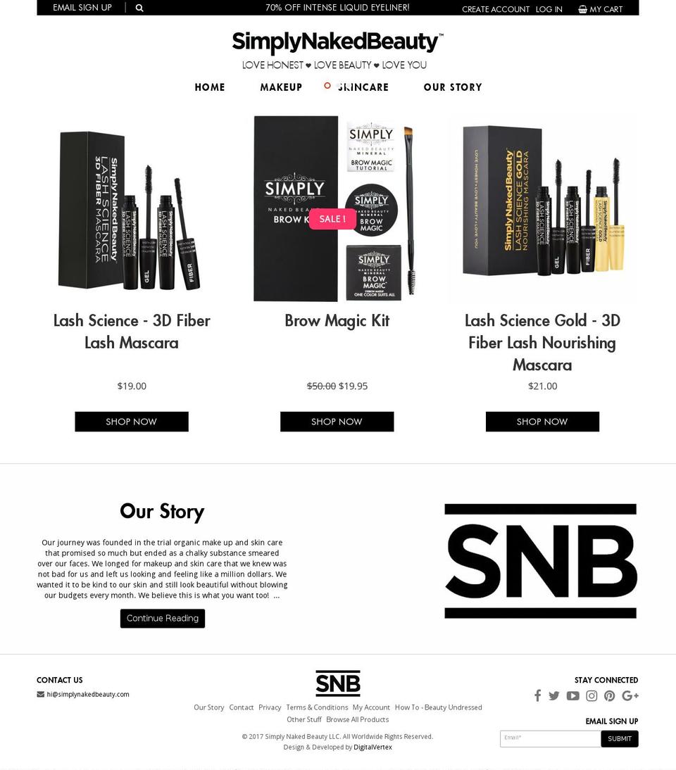 snborganics.us shopify website screenshot