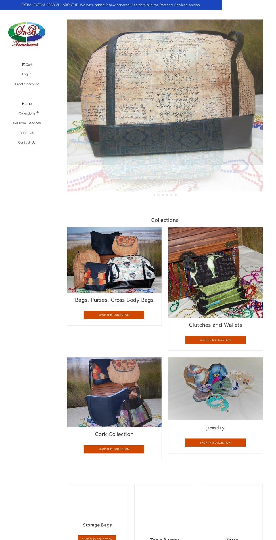 snbtreasures.com — Shopify storefront screenshot