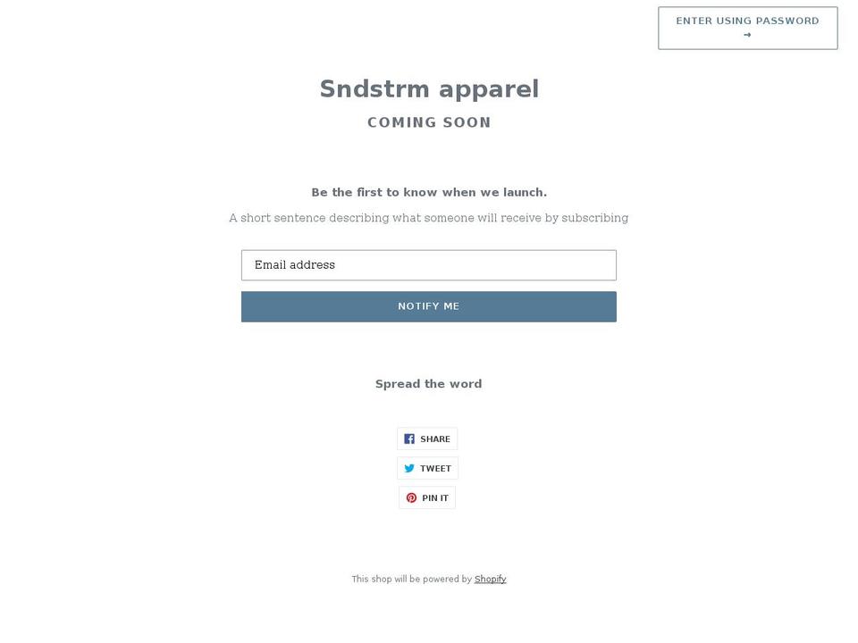 sndstrm.com shopify website screenshot