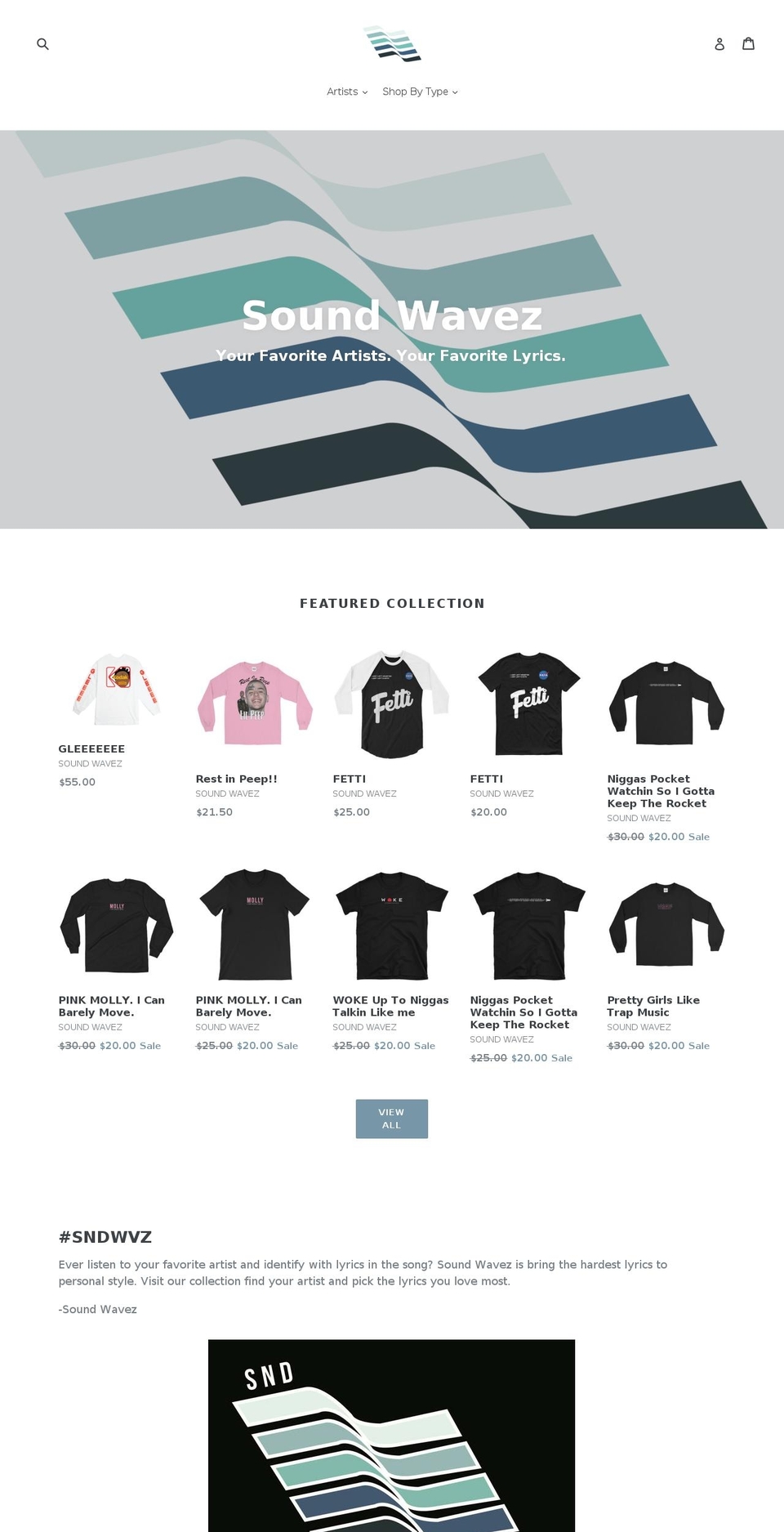 sndwvz.com — Shopify storefront screenshot