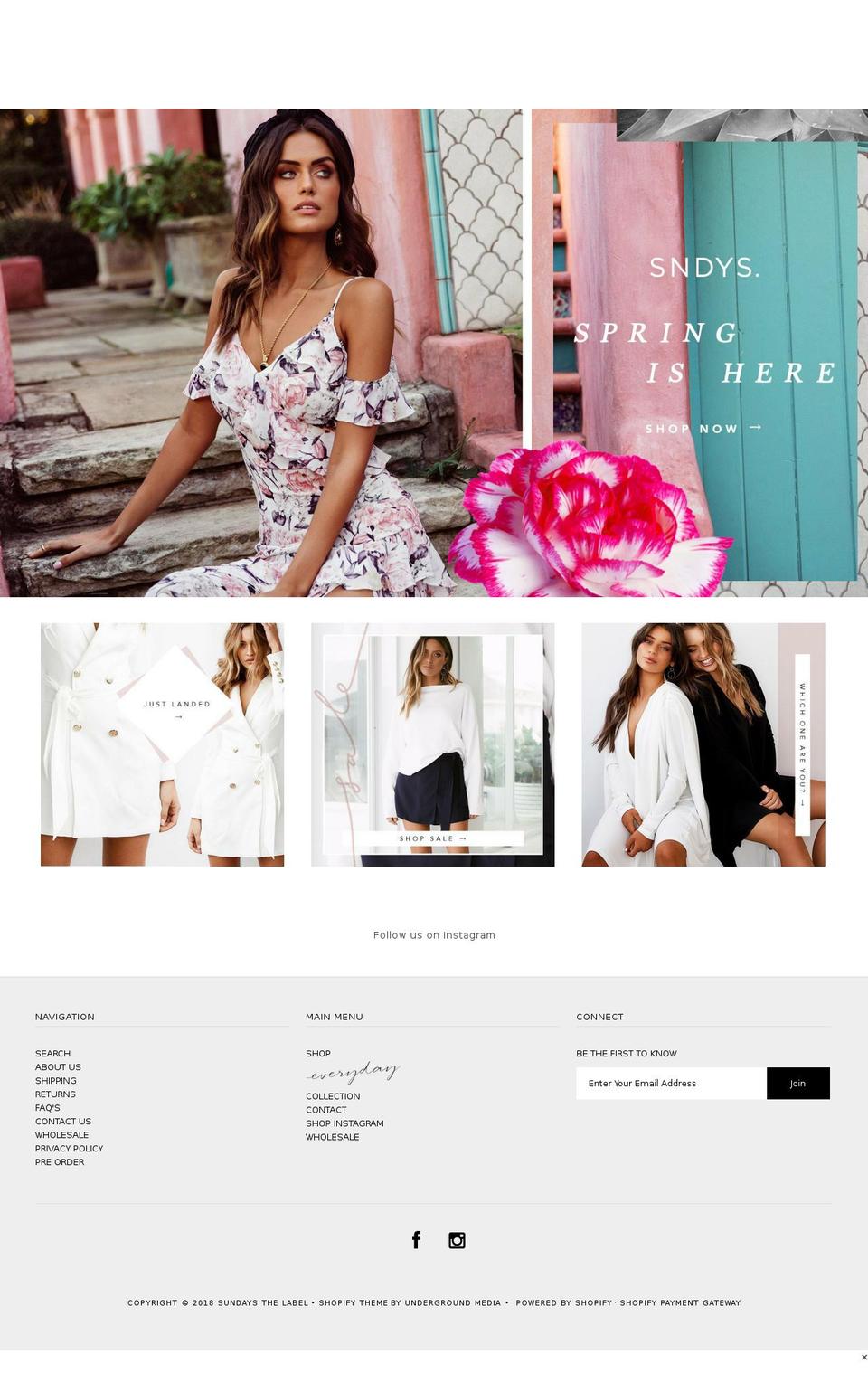 sndys.com.au shopify website screenshot