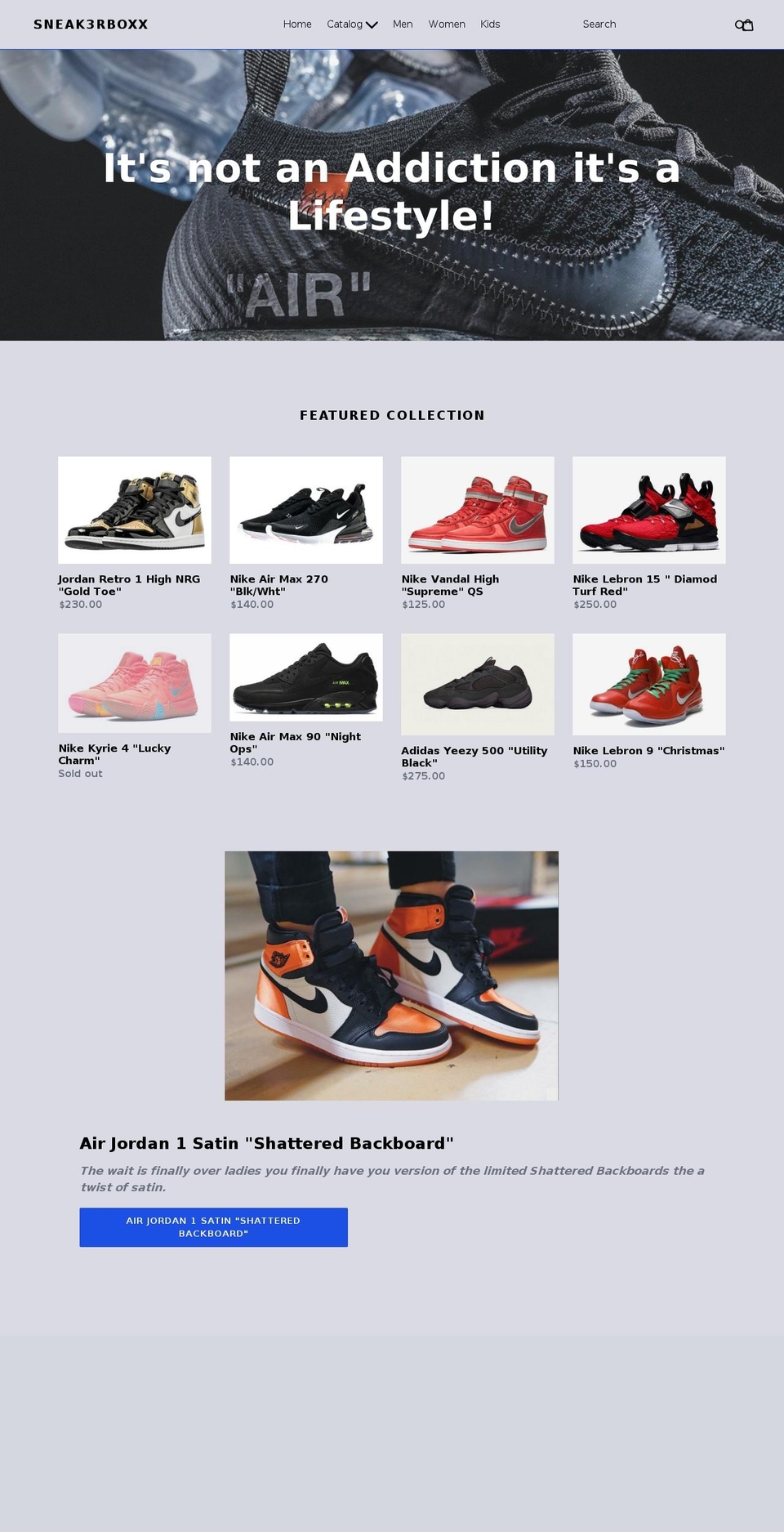 sneak3rboxx.org shopify website screenshot