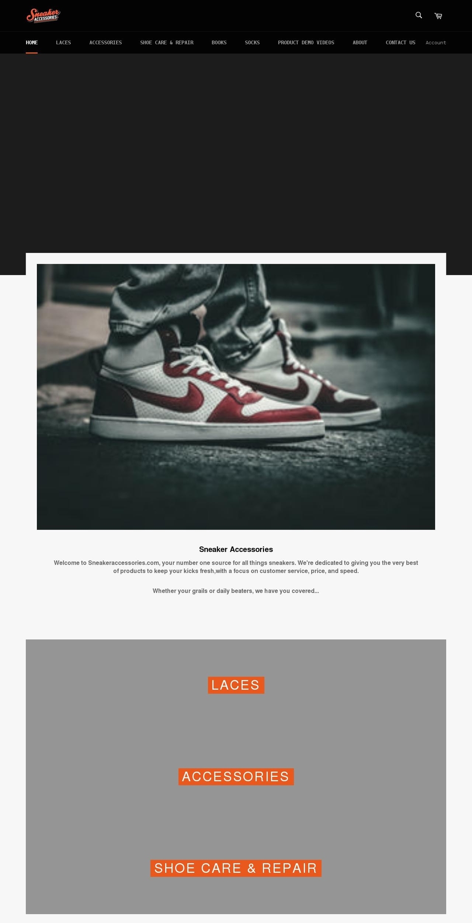 sneakeraccessories.com shopify website screenshot