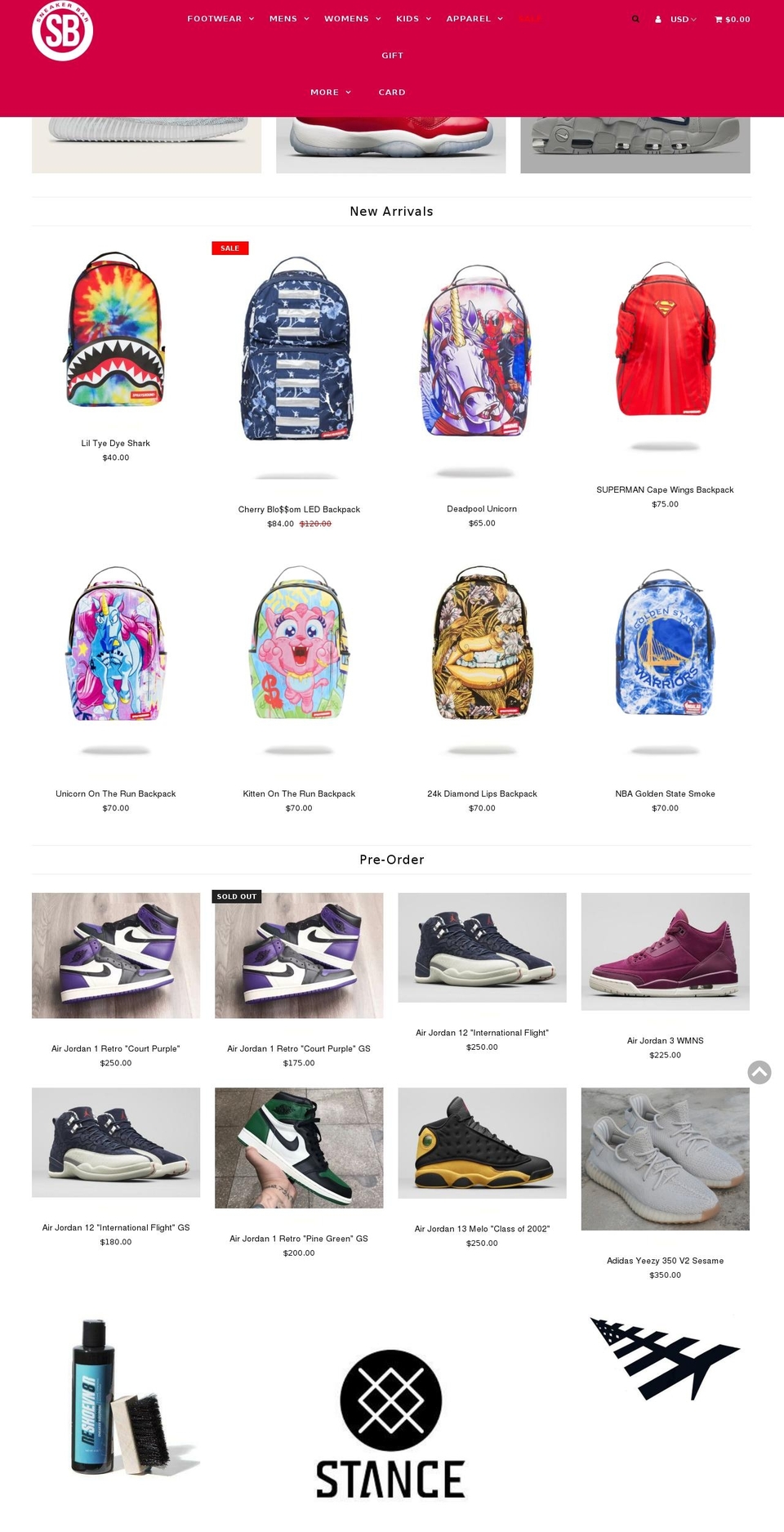 sneakerbar.nyc shopify website screenshot