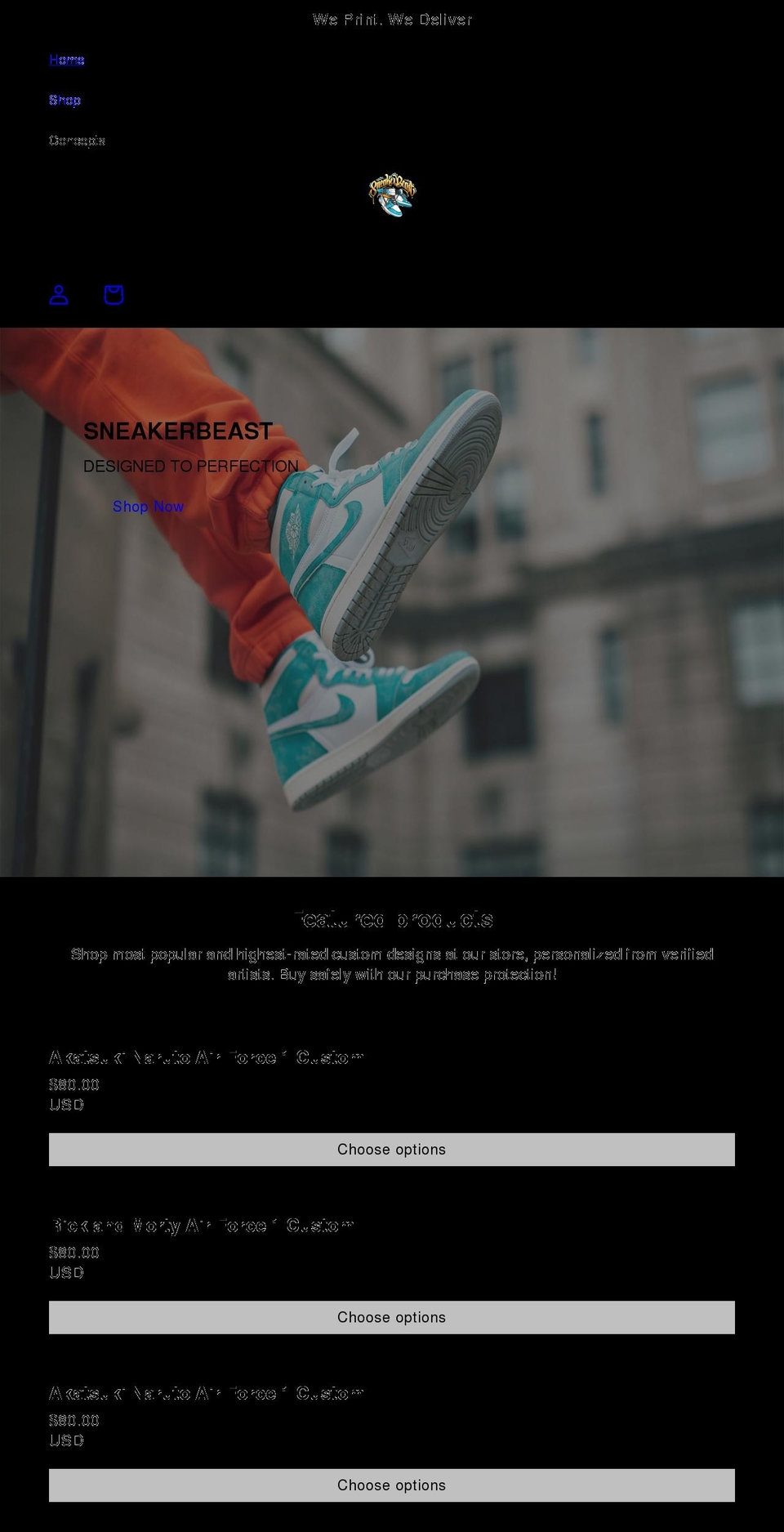 sneakerbeast.net shopify website screenshot