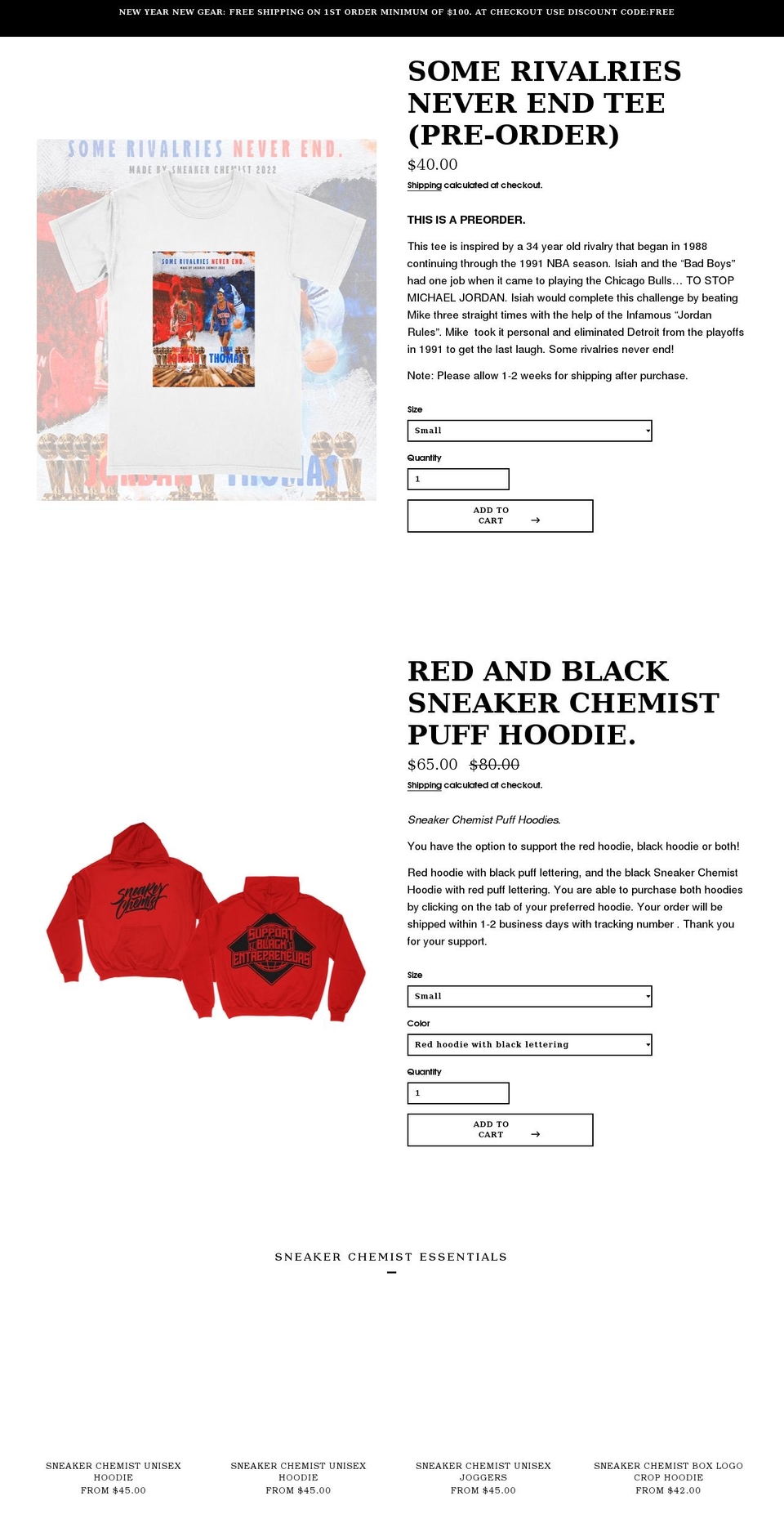 sneakerchemist.com shopify website screenshot