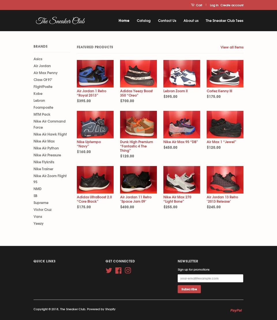 sneakerclubsd.com shopify website screenshot