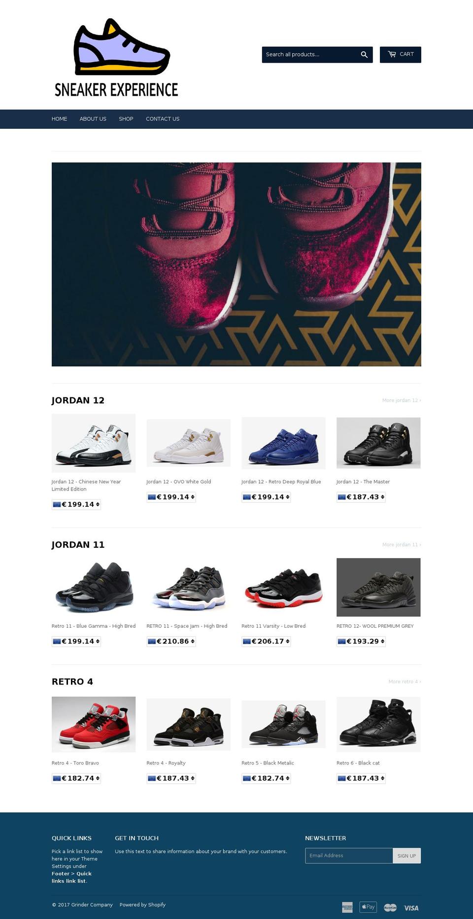 sneakerexperience.com shopify website screenshot