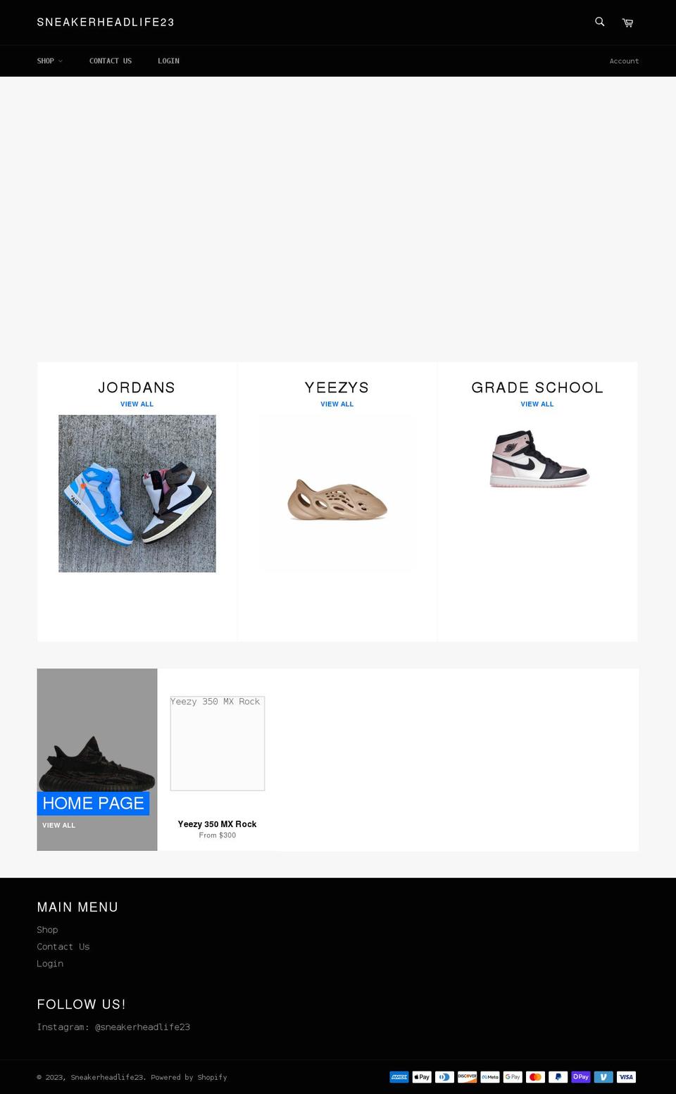 sneakerheadlife23.com shopify website screenshot