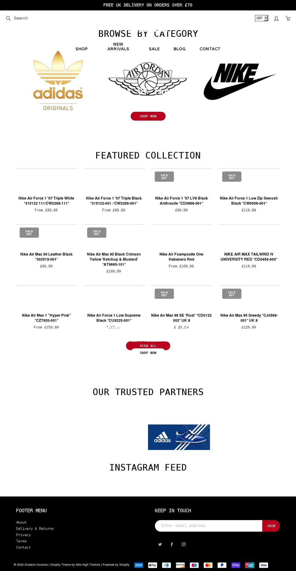 sneakerinvasion.co.uk shopify website screenshot