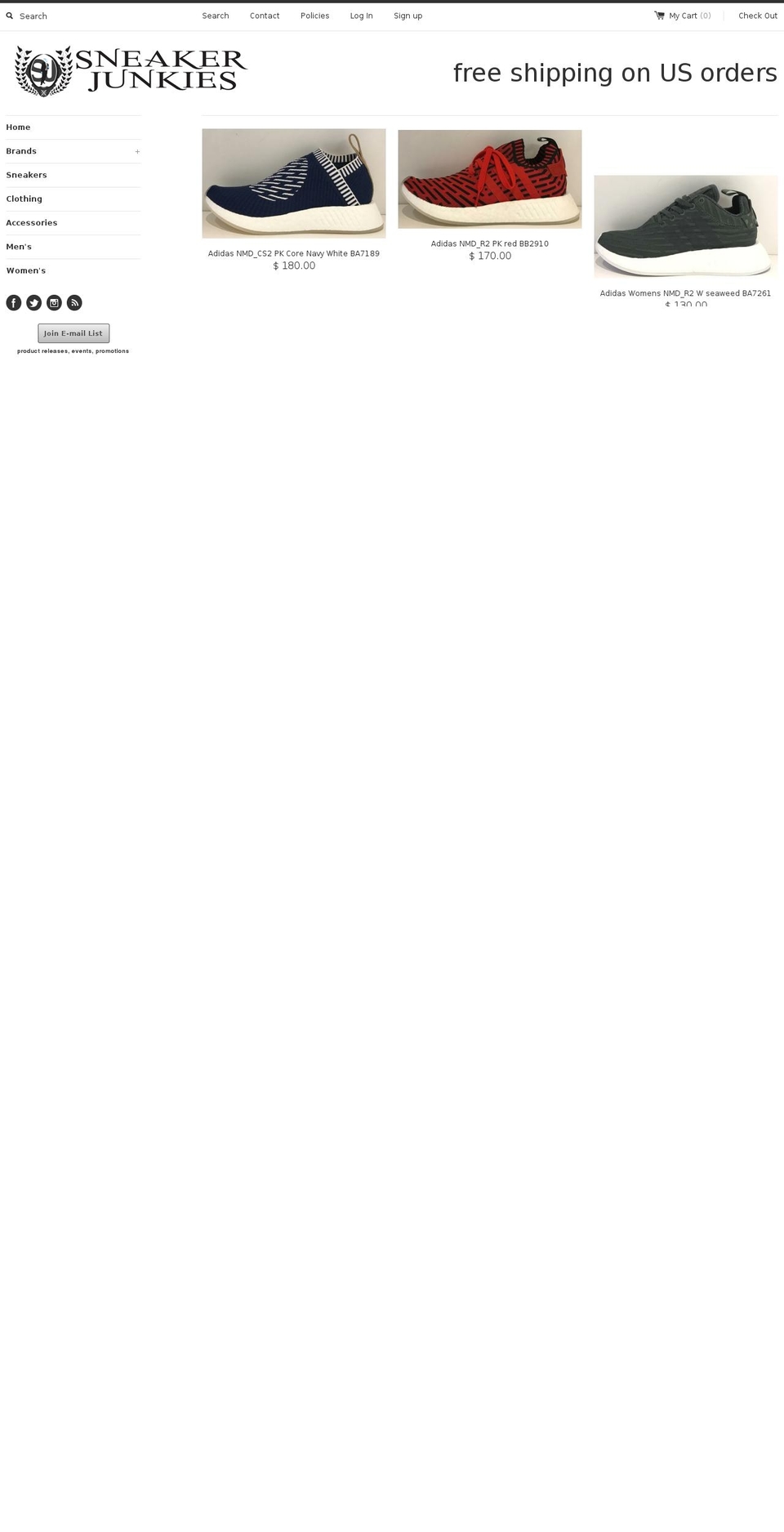 sneakerjunkiesusa.com shopify website screenshot