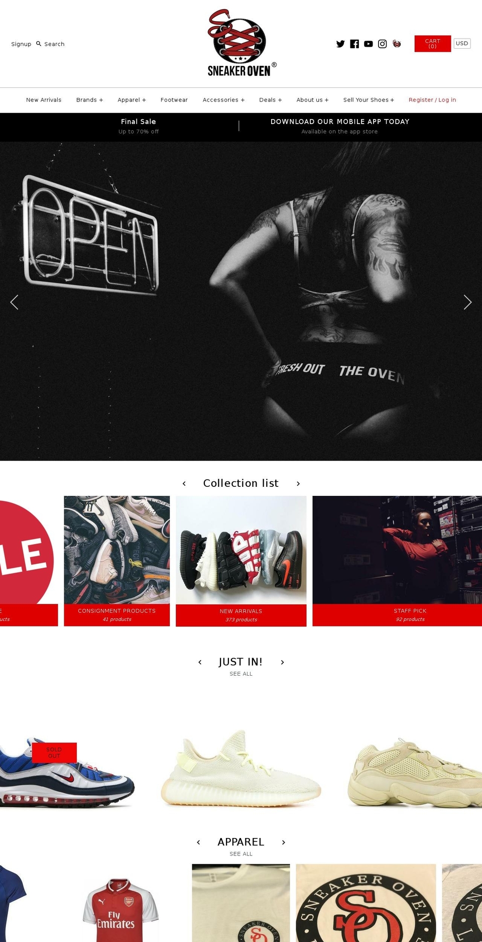 sneakeroven.net shopify website screenshot