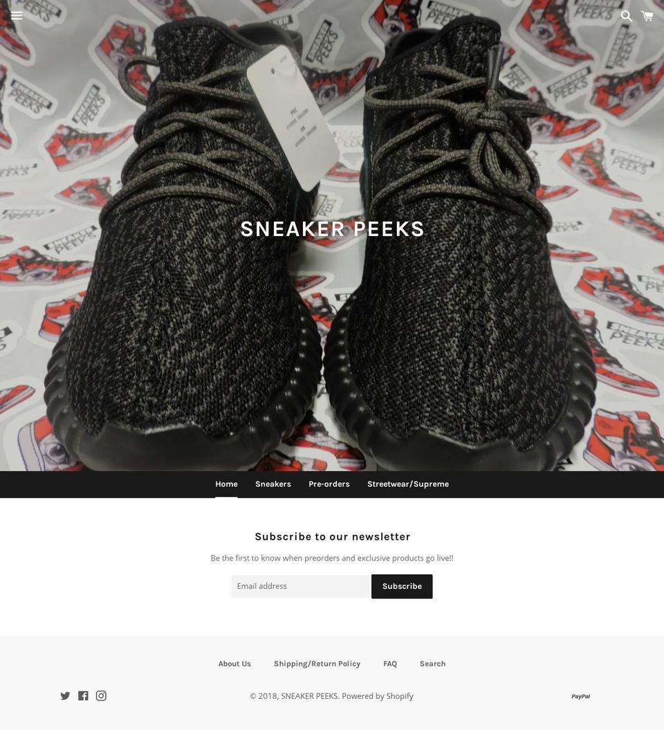 sneakerpeeksonline.com — Shopify storefront screenshot