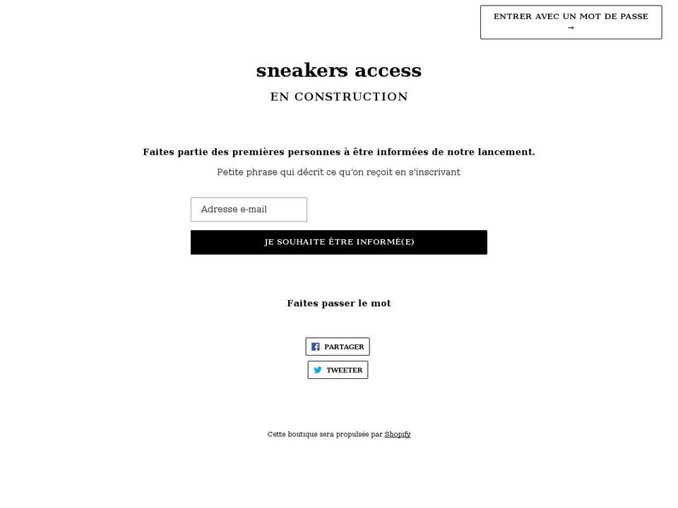 sneakersaccess.com shopify website screenshot