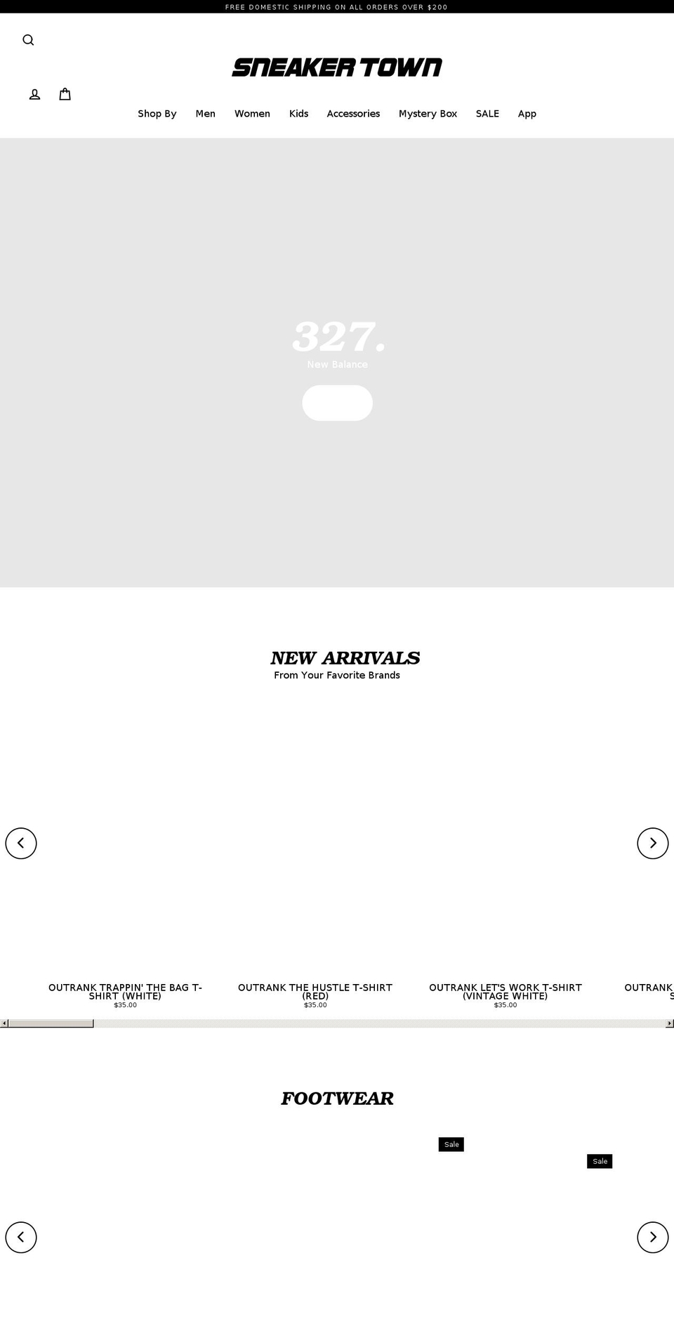 sneakertown.com shopify website screenshot
