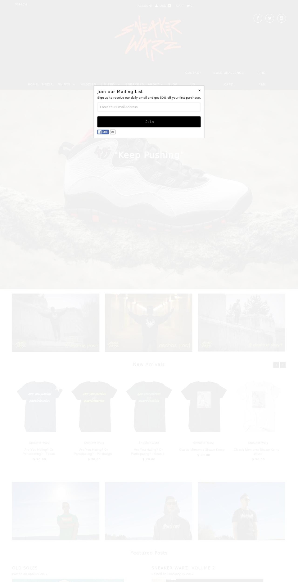 sneakerwarz.net shopify website screenshot