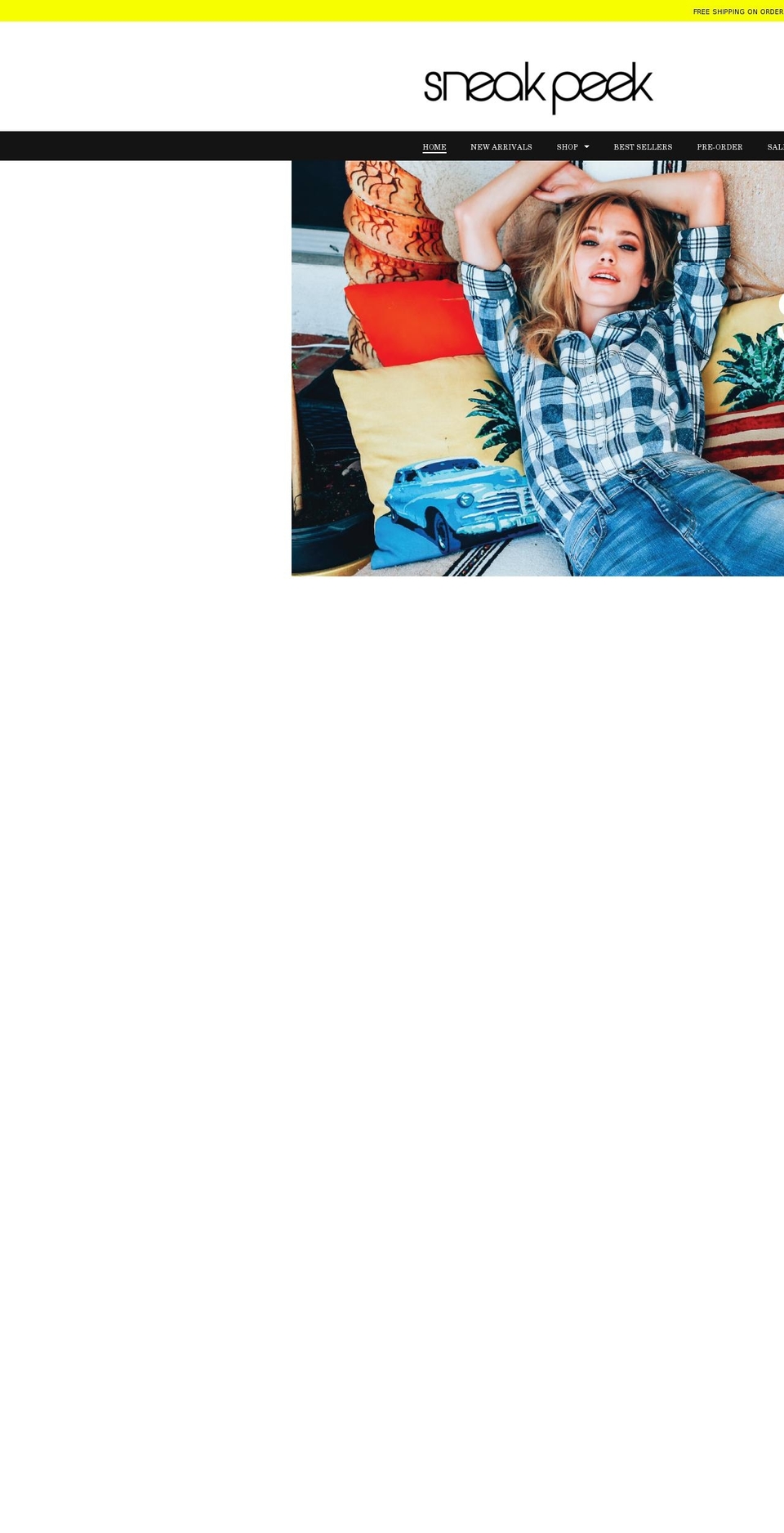 sneakpeekdenim.com shopify website screenshot