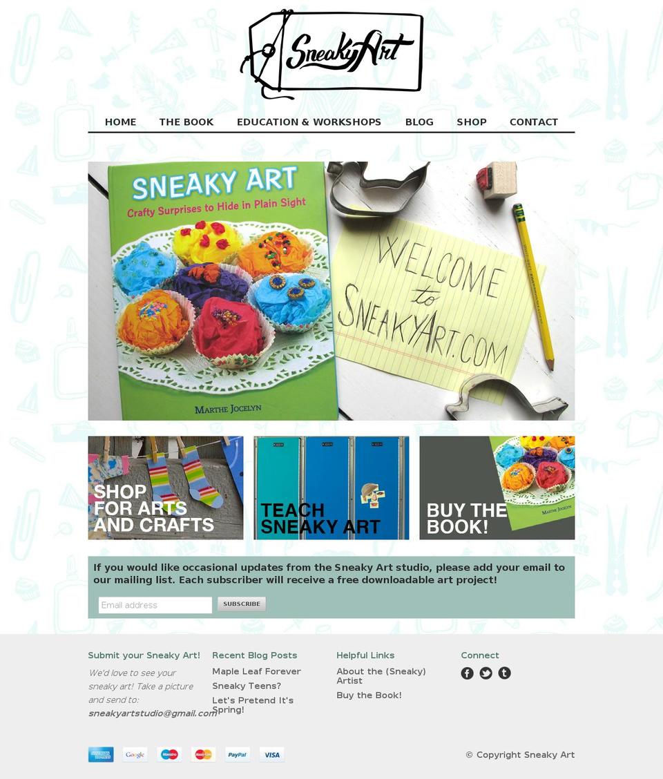 sneakyart.com shopify website screenshot