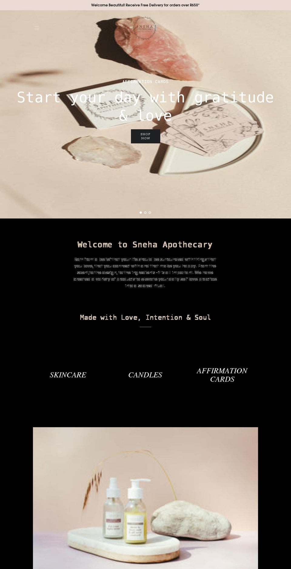 sneha.co.za shopify website screenshot