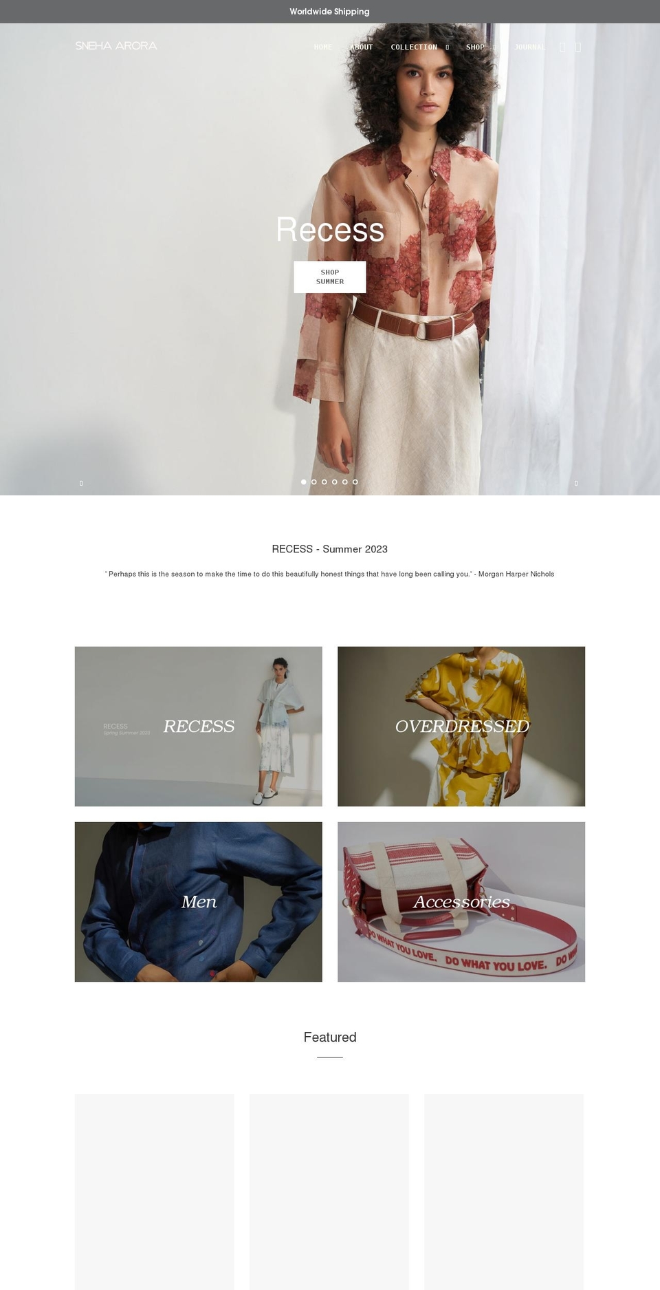 snehaarora.com shopify website screenshot