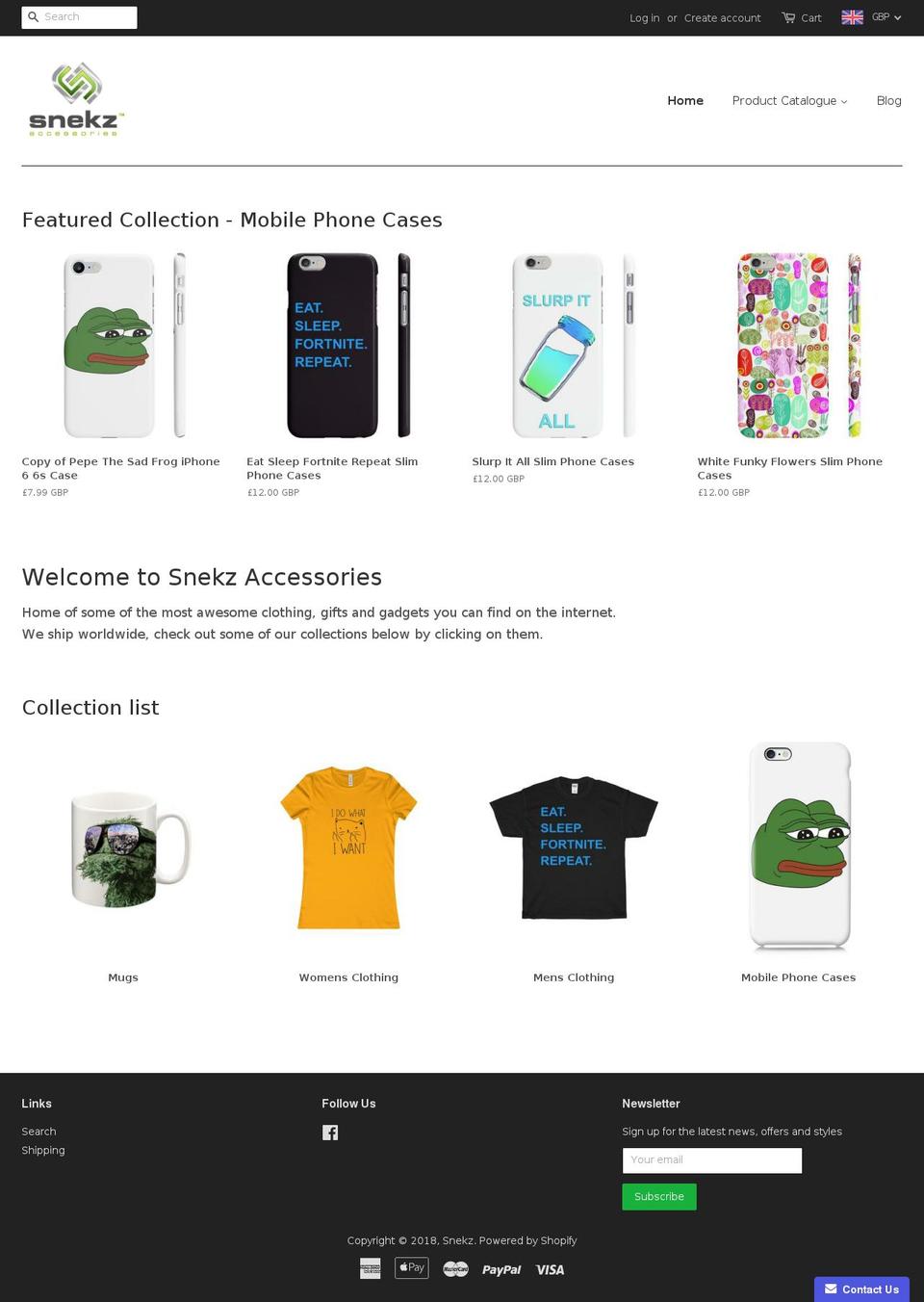 snekz.org shopify website screenshot