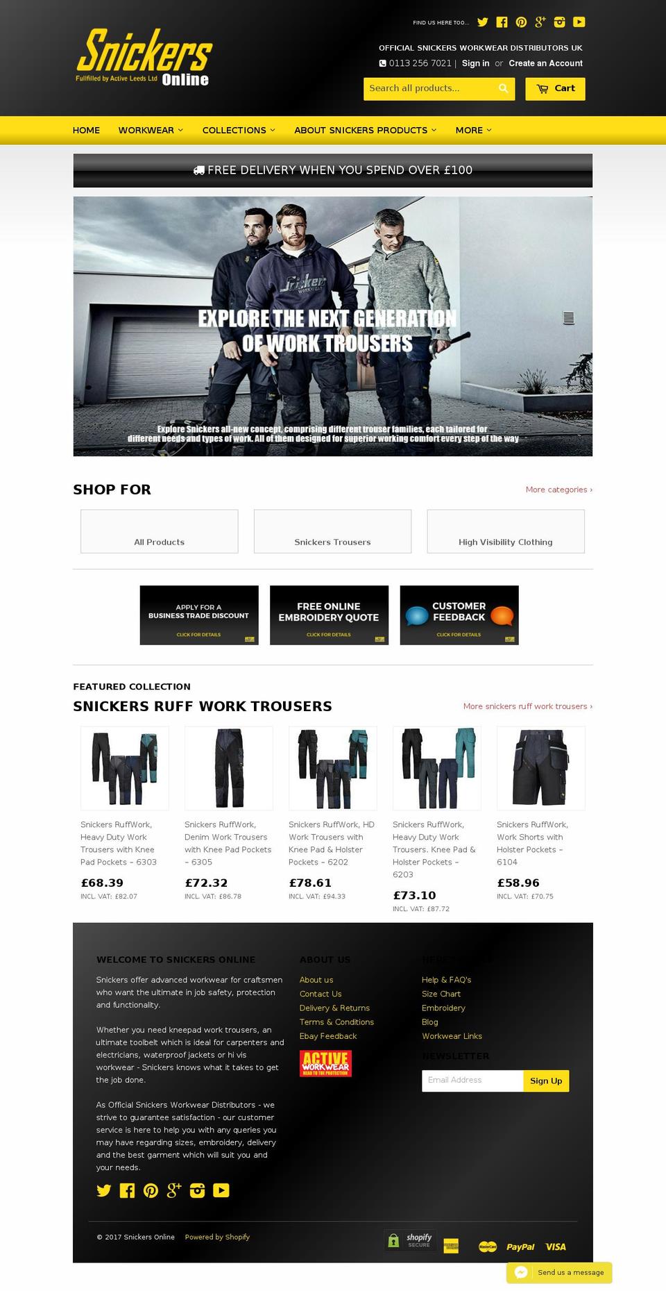 snickersonline.co.uk shopify website screenshot