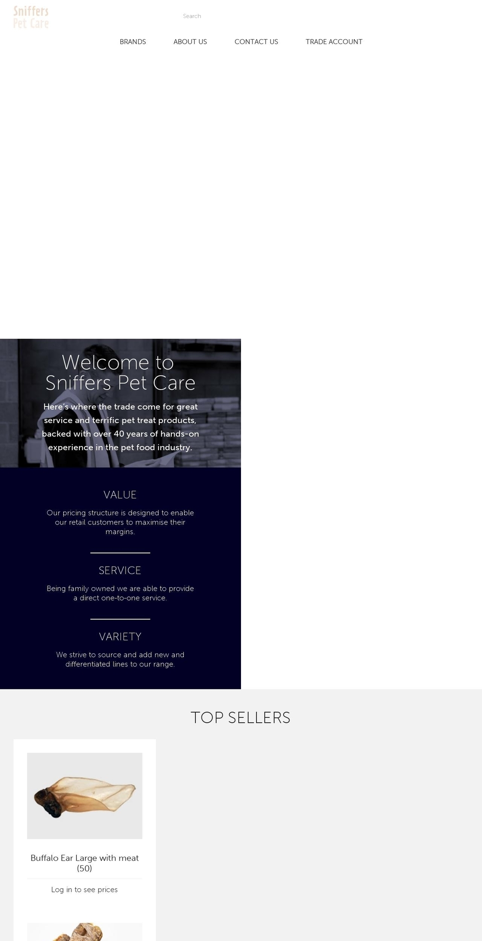 snifferspetcare.co.uk shopify website screenshot