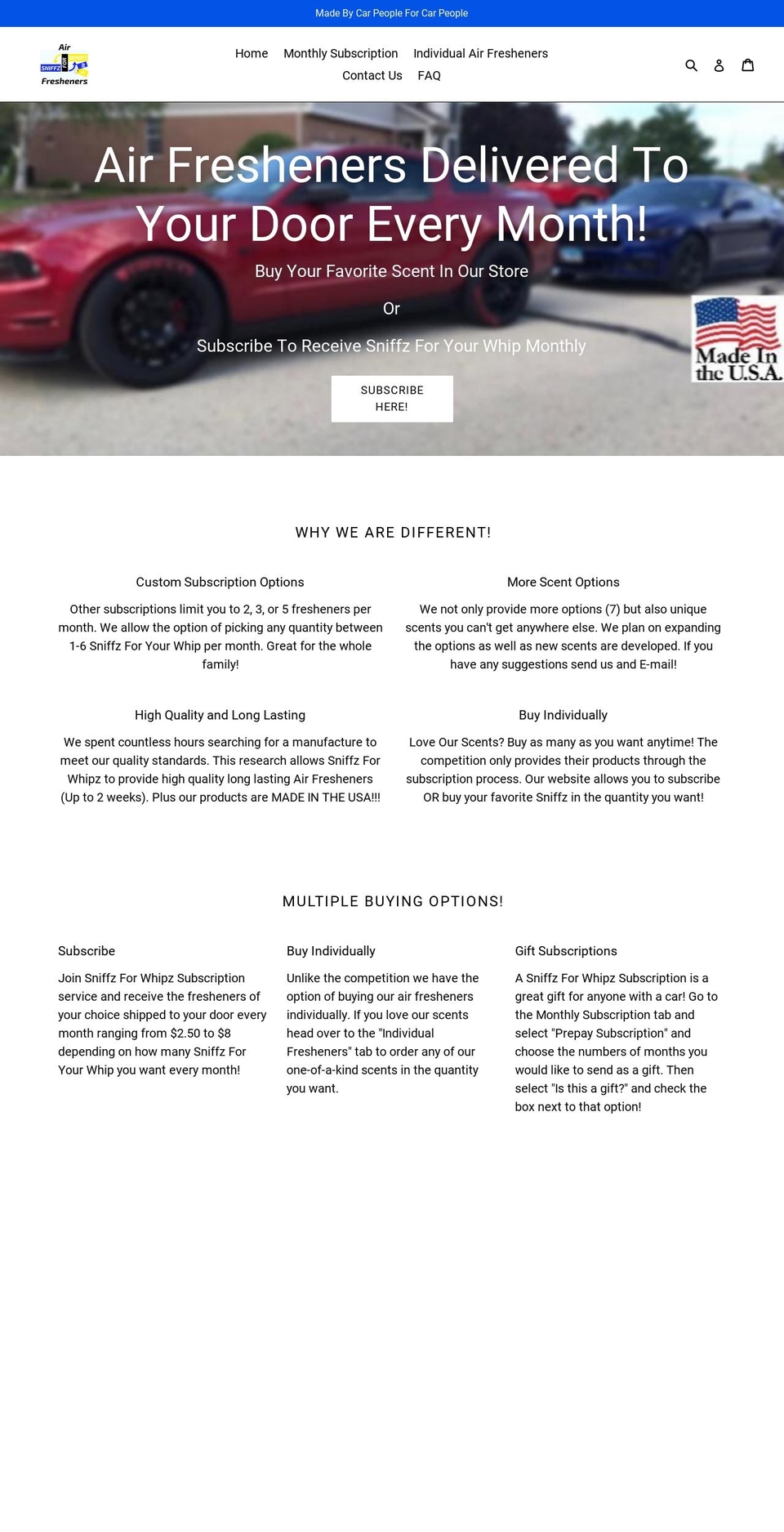 sniffzforwhipz.com — Shopify storefront screenshot