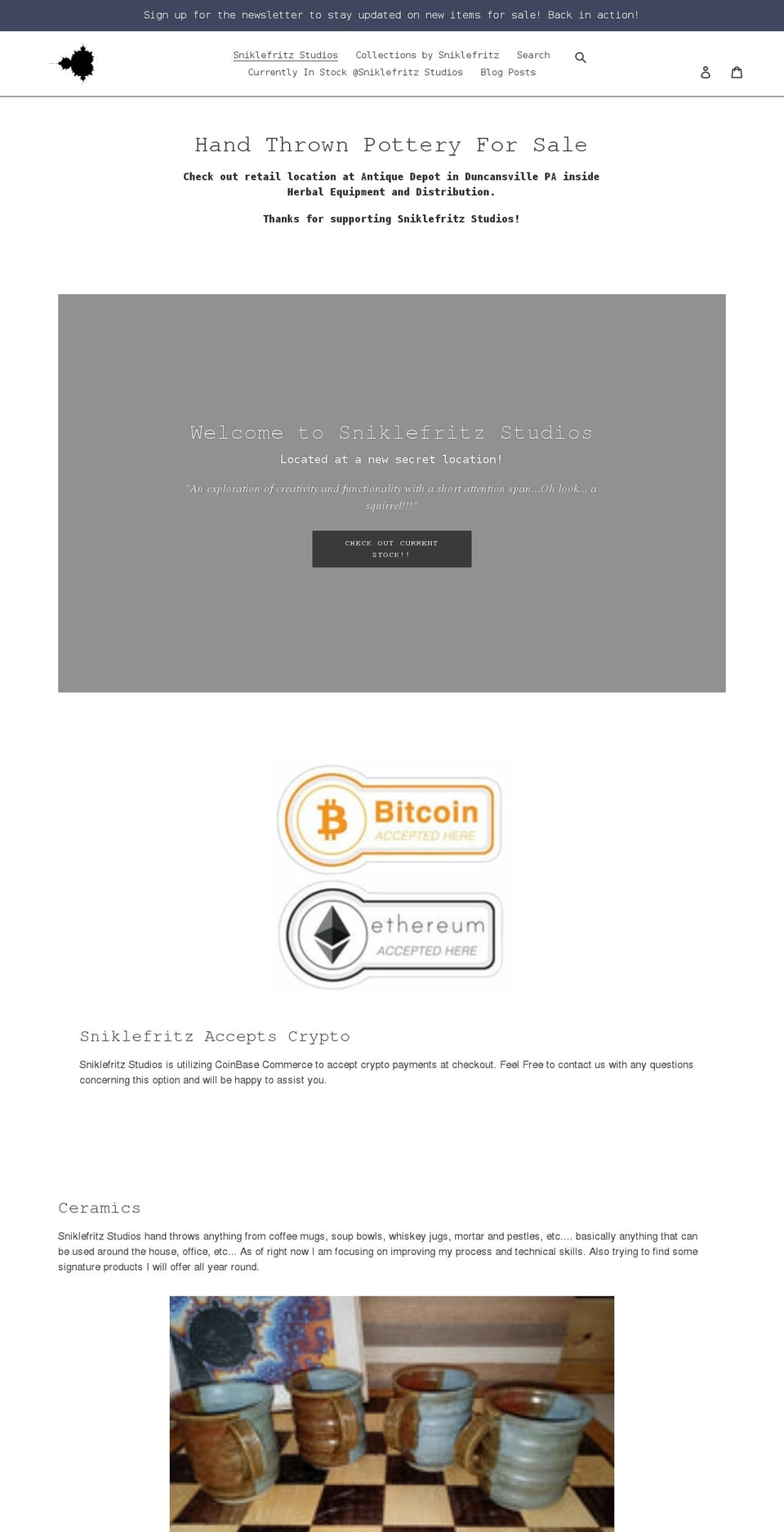 sniklefritzstudios.com shopify website screenshot