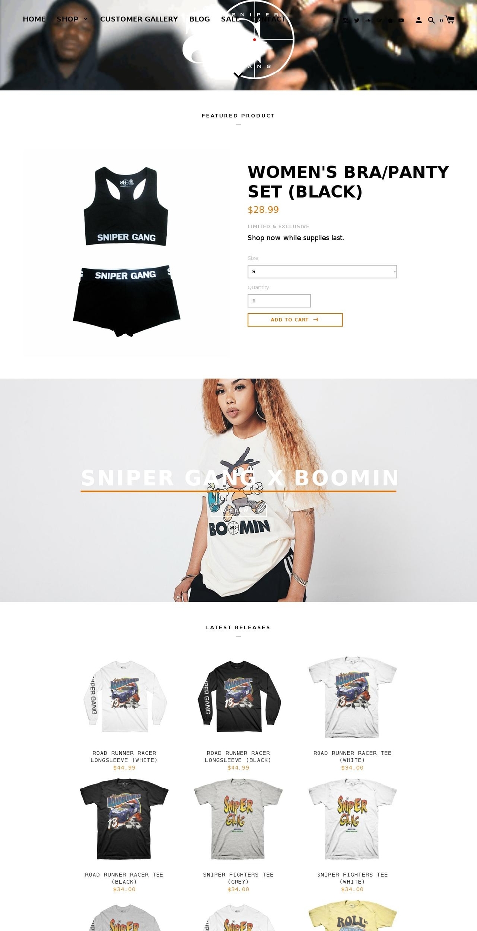 snipergangapparel.com shopify website screenshot