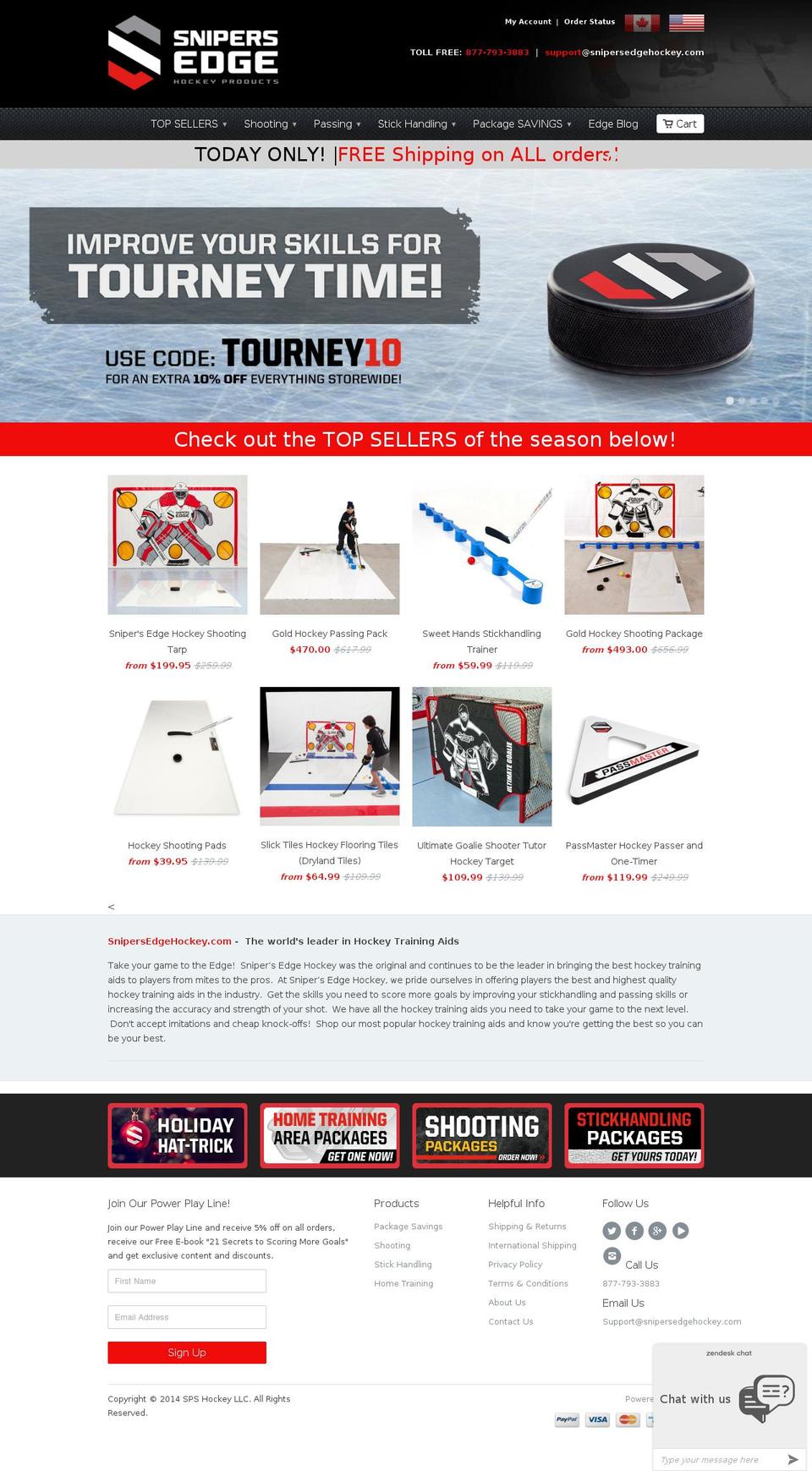 snipersedgehockey.com shopify website screenshot