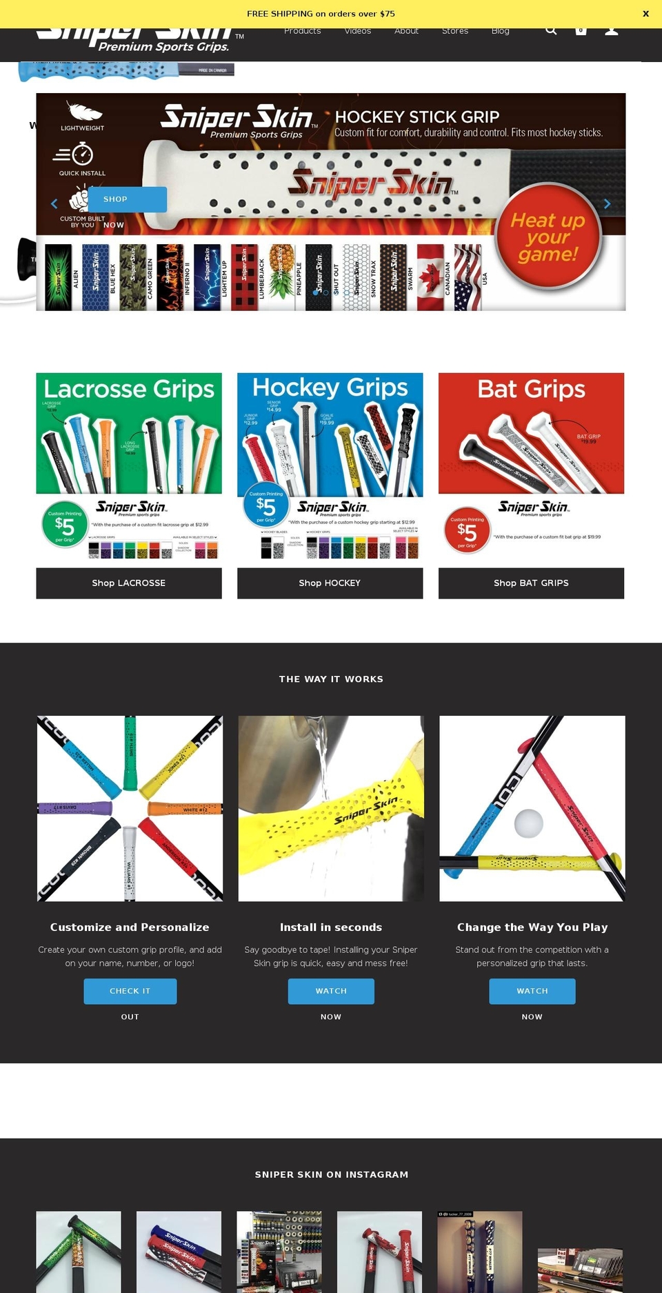 sniperskinhockey.com shopify website screenshot