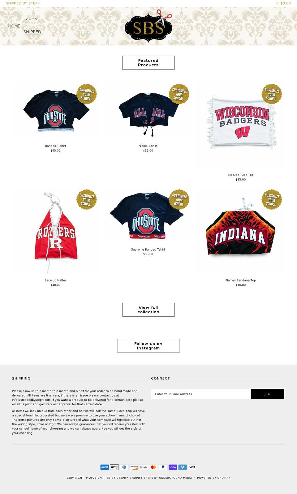 snippedbysteph.com — Shopify storefront screenshot