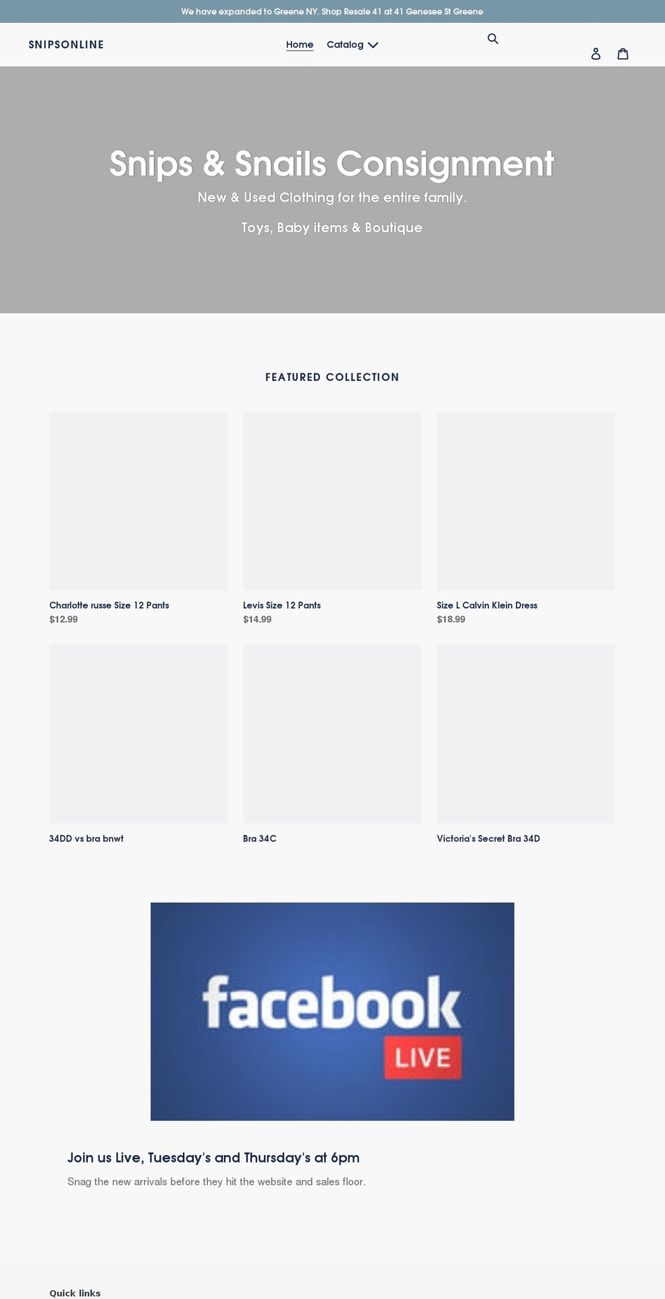 snipsonline.com shopify website screenshot