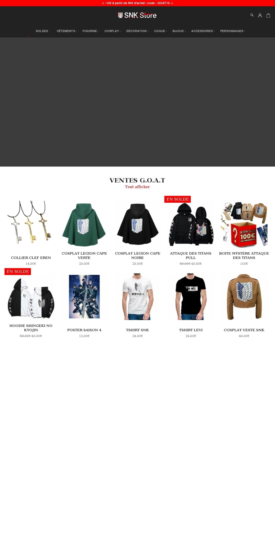 snk-store.com shopify website screenshot