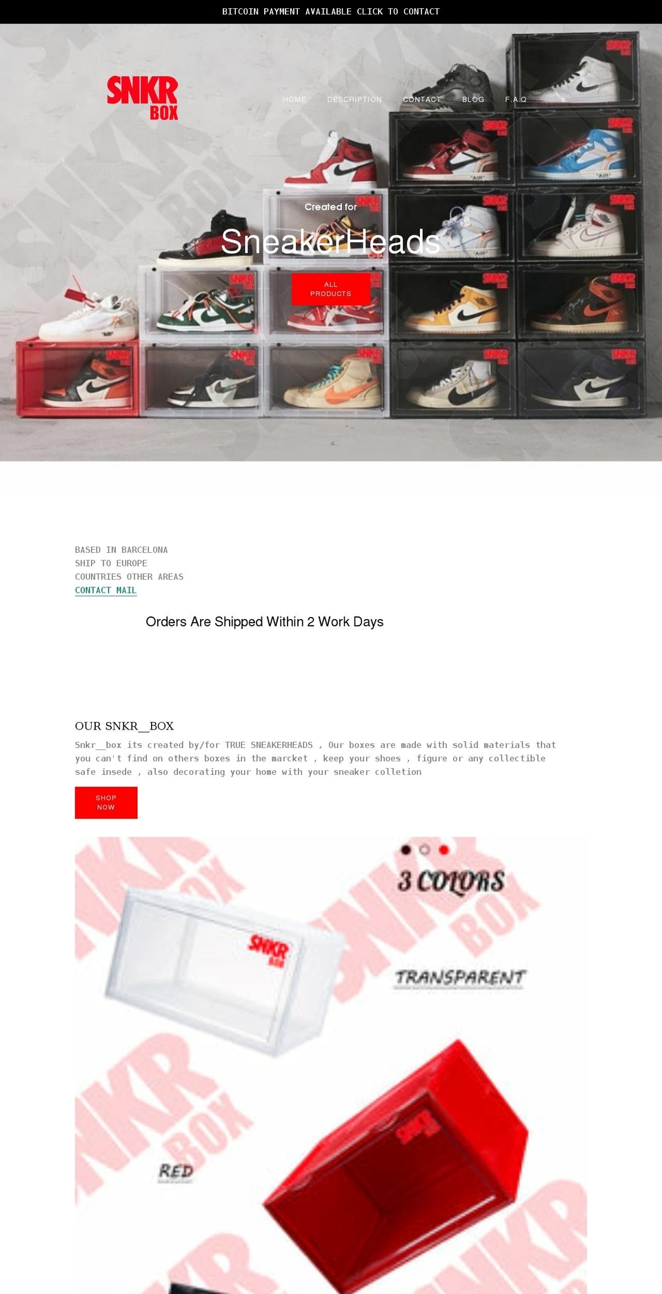 snkrbox.shop shopify website screenshot