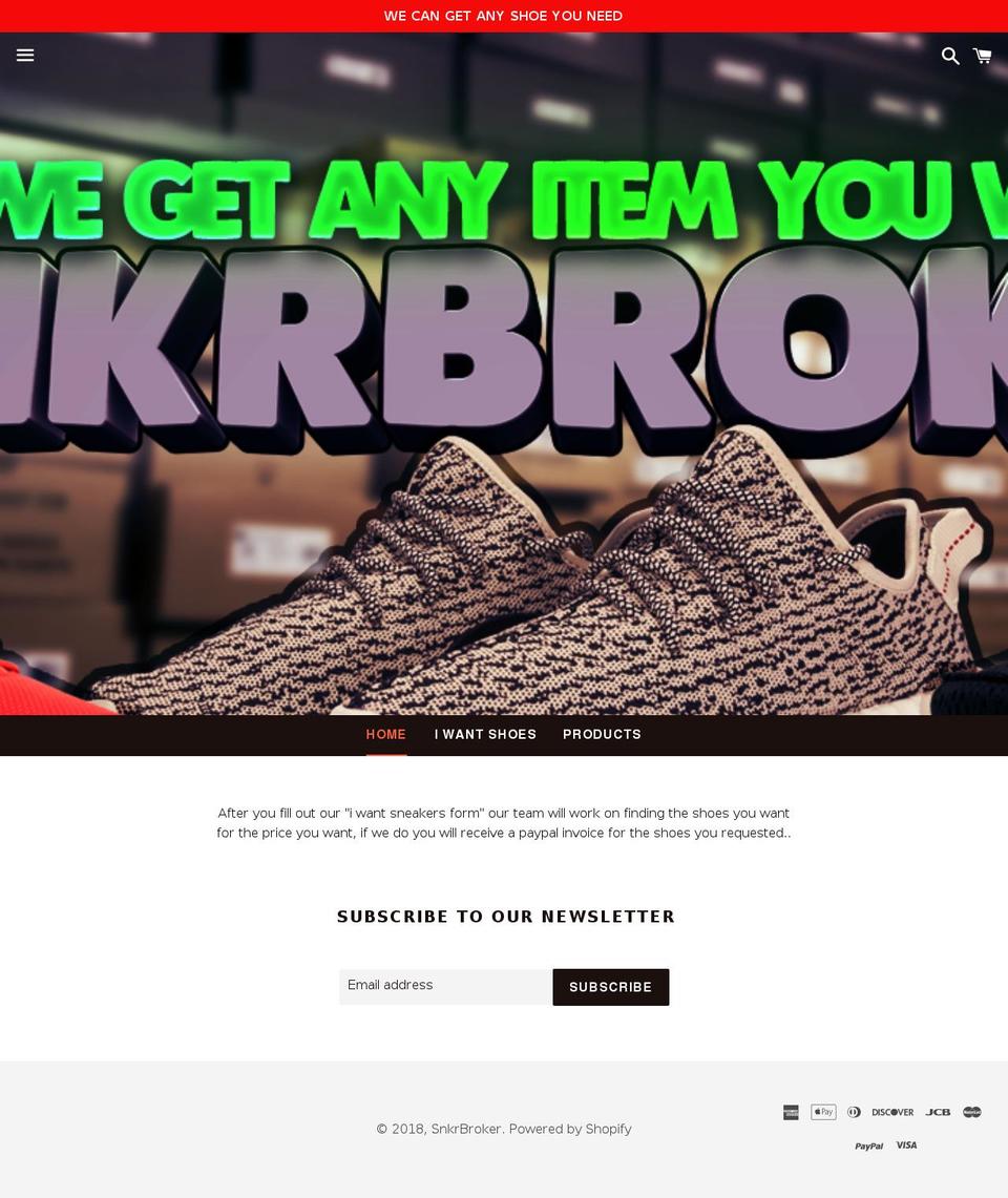 snkrbroker.com — Shopify storefront screenshot
