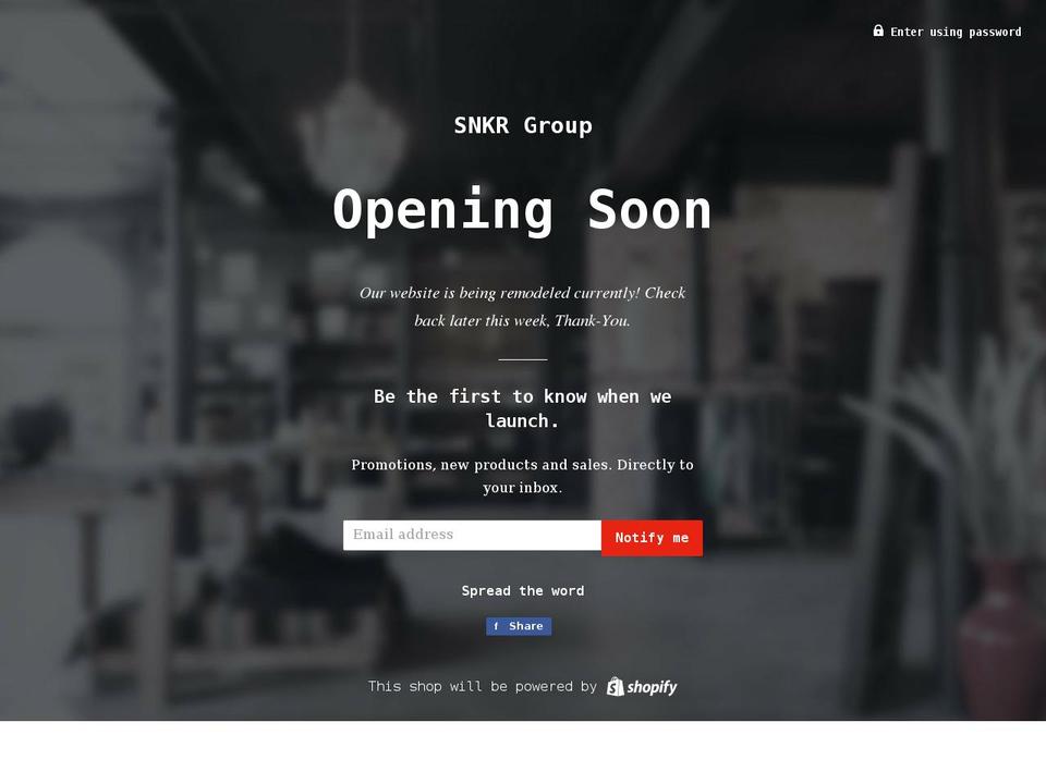snkrgroup.com shopify website screenshot