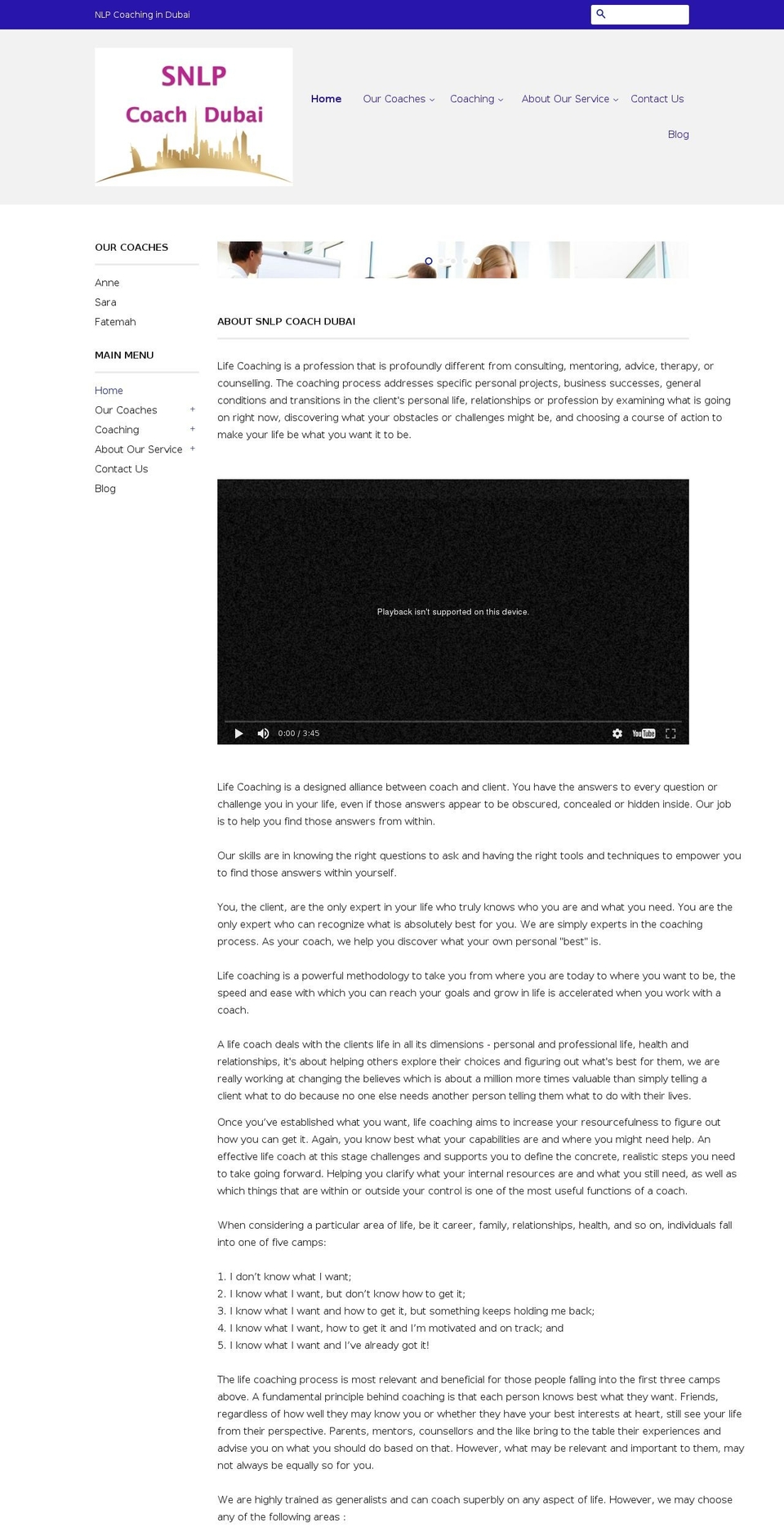 snlpcoachdubai.com shopify website screenshot