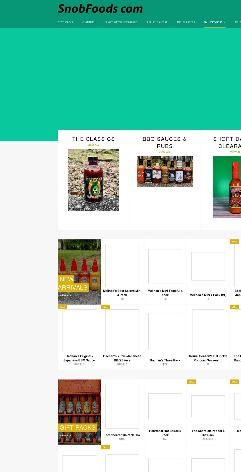 snobfoods.com shopify website screenshot