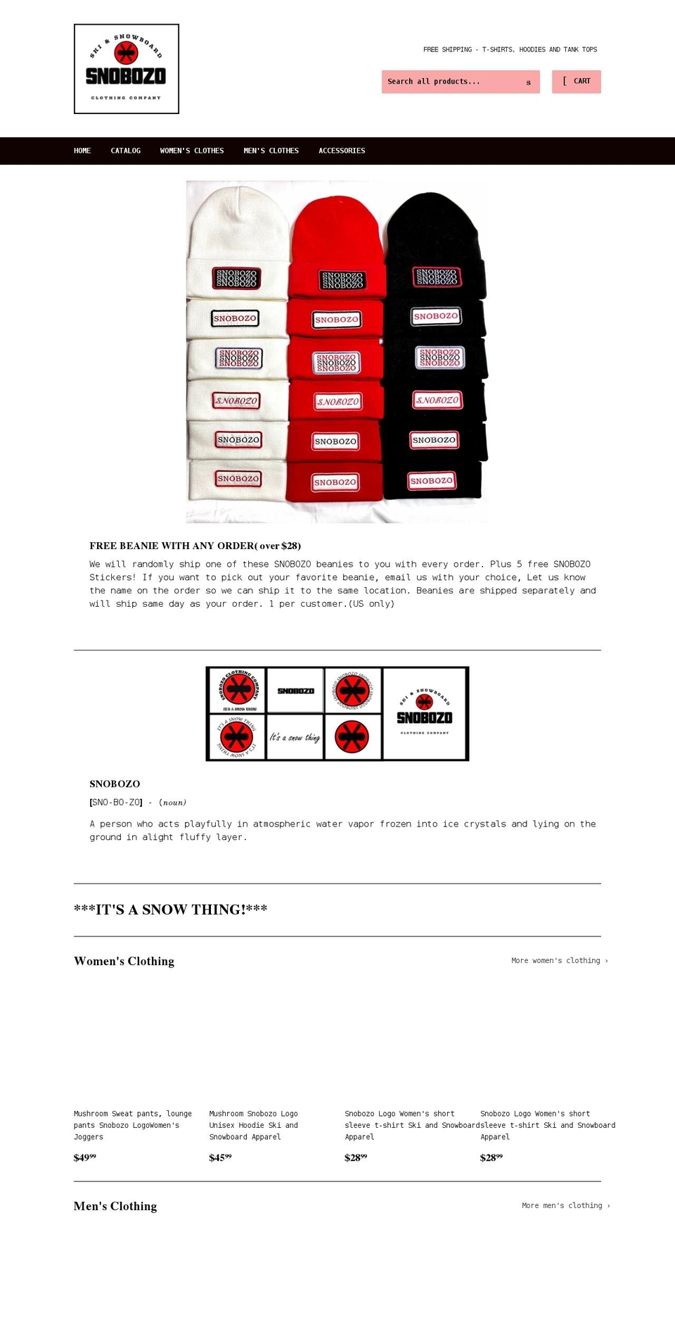 snobozoclothing.com shopify website screenshot