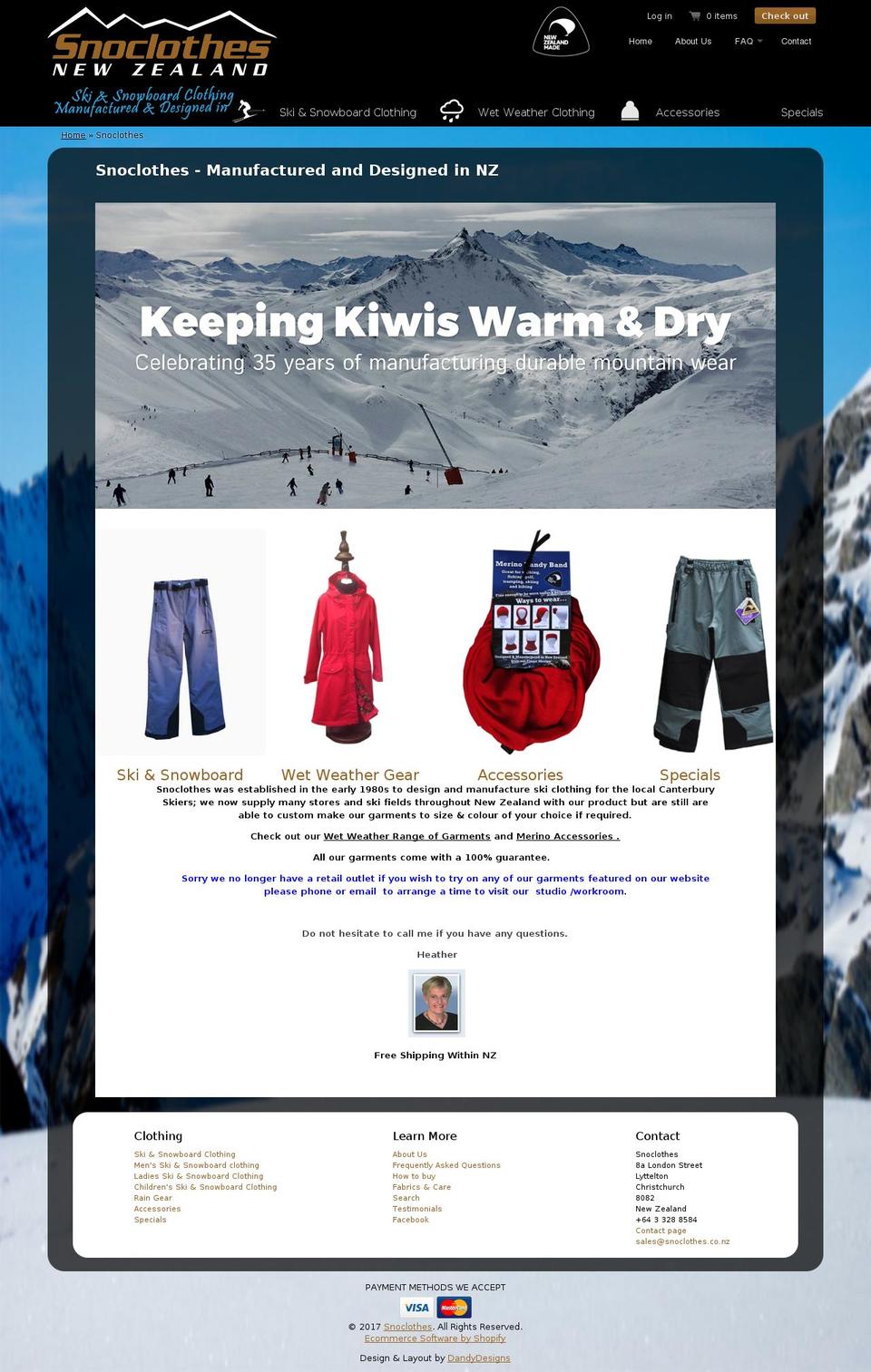 V2 Shopify theme site example snoclothes.co.nz