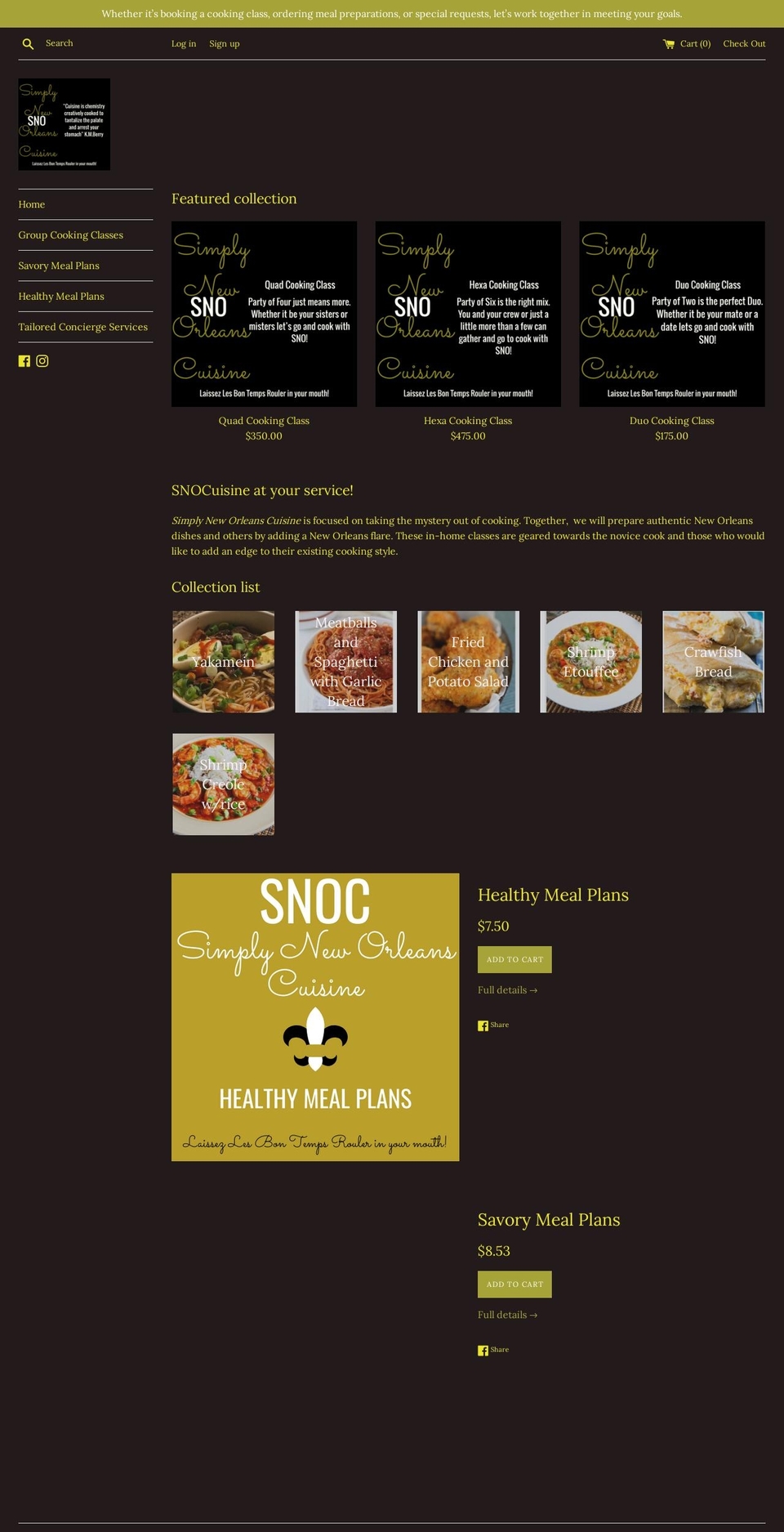 snocuisine.com shopify website screenshot