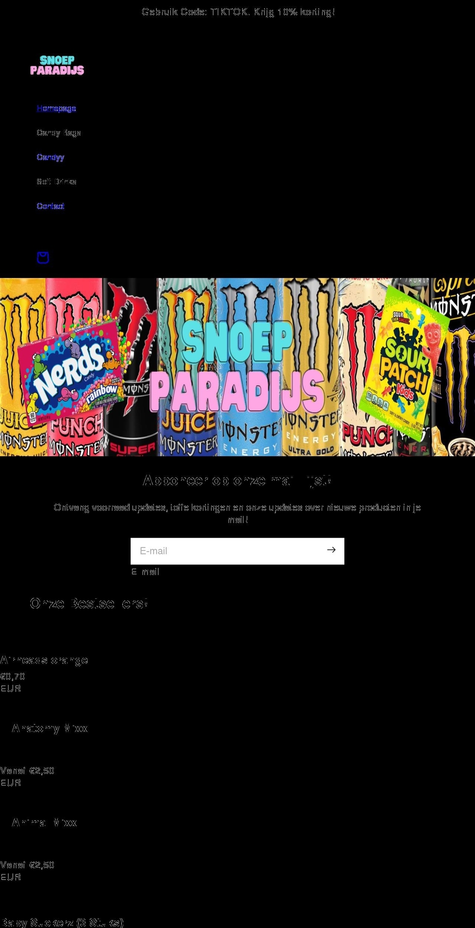 snoep-paradijs.nl shopify website screenshot