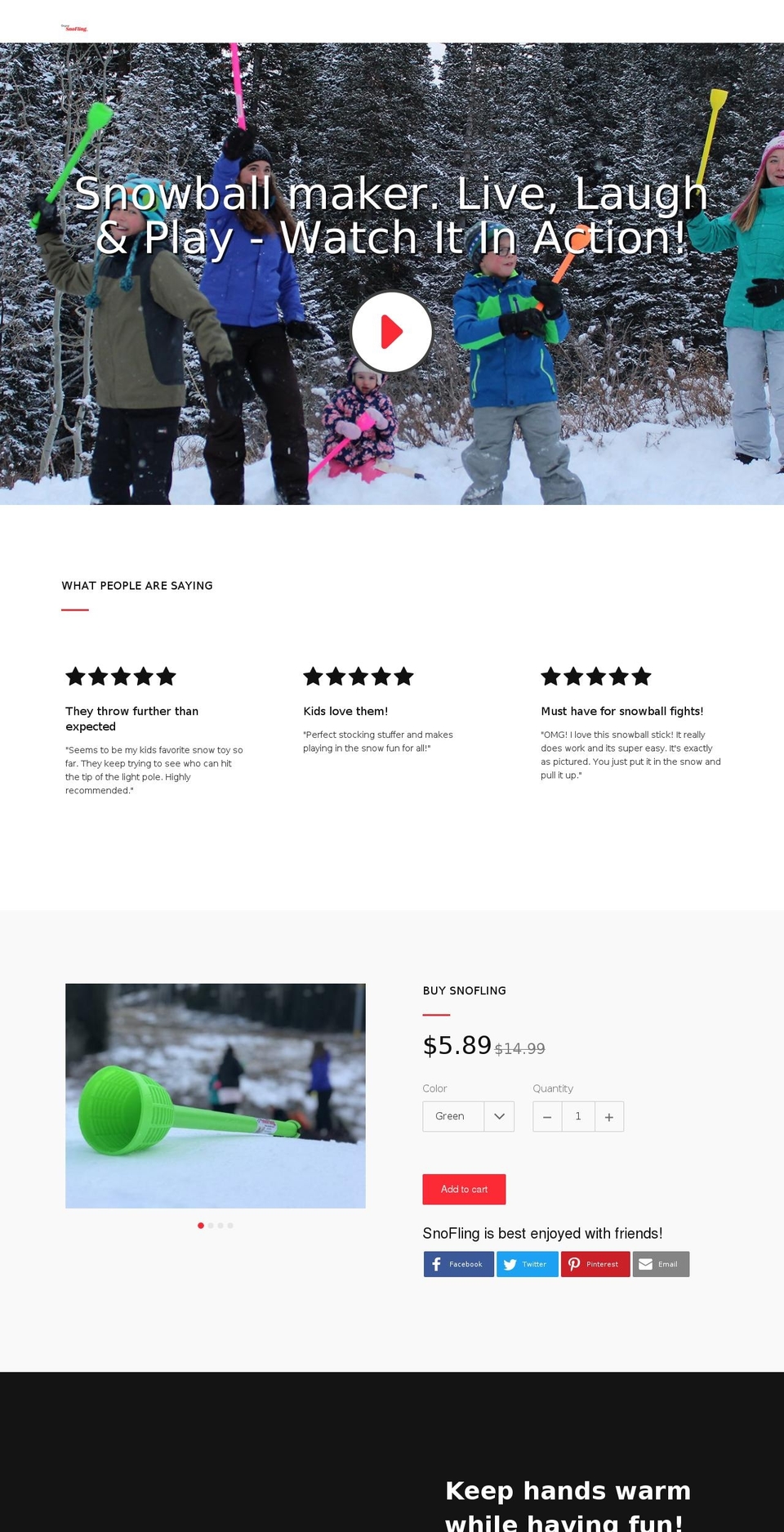 snofling.com — Shopify storefront screenshot