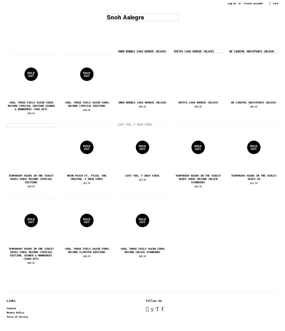 snohaalegra.myshopify.com shopify website screenshot